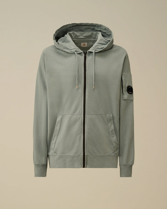 Light Fleece Zip Hooded Lens Sweatshirt, SILVER BLUE