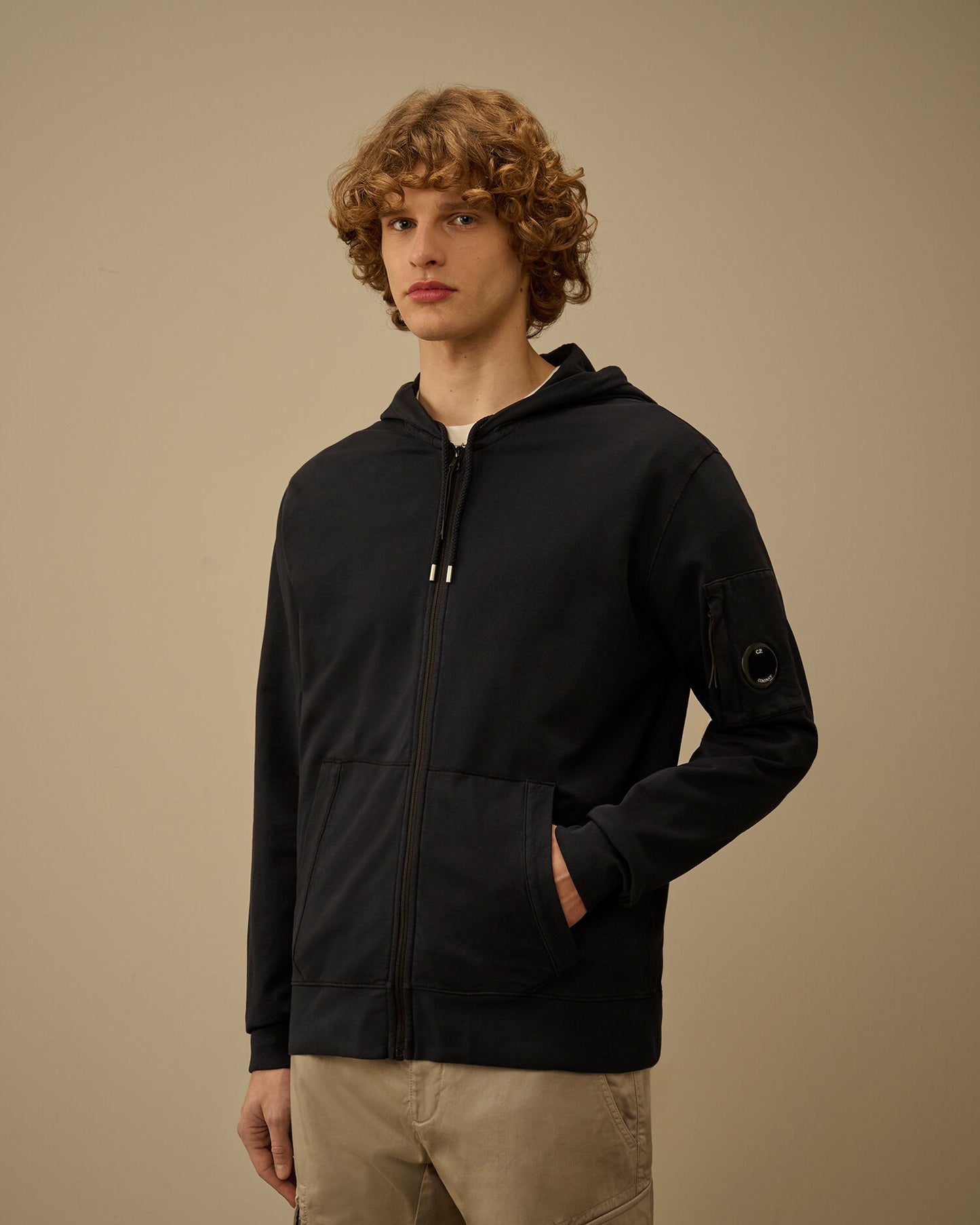 Light Fleece Zip Hooded Lens Sweatshirt, TOTAL ECLIPSE - BLUE
