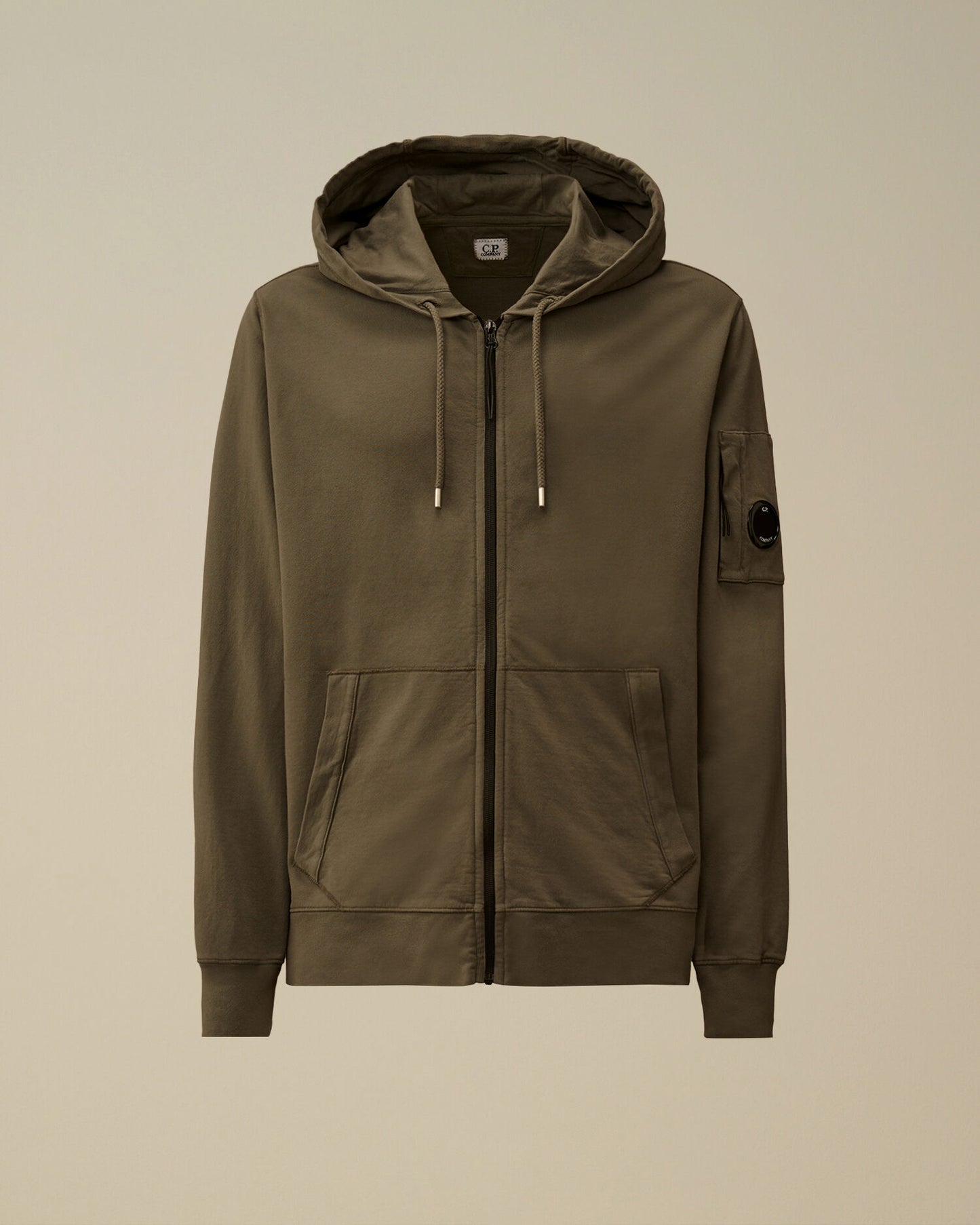 Light Fleece Zip Hooded Lens Sweatshirt, GUNMETAL - GREY