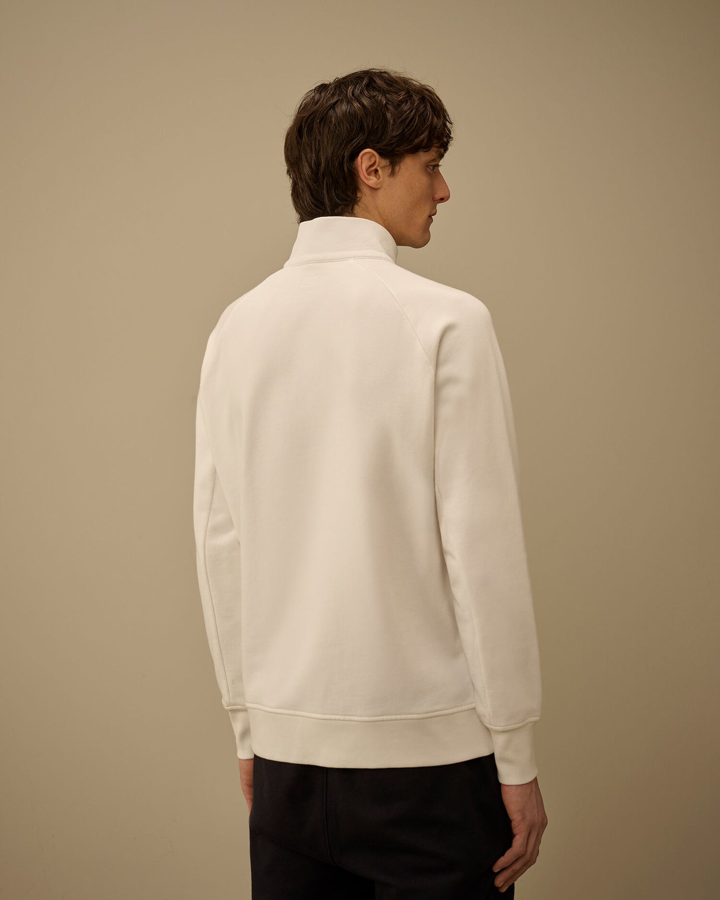 Diagonal Raised Fleece Half Zip Lens Sweatshirt, GAUZE WHITE