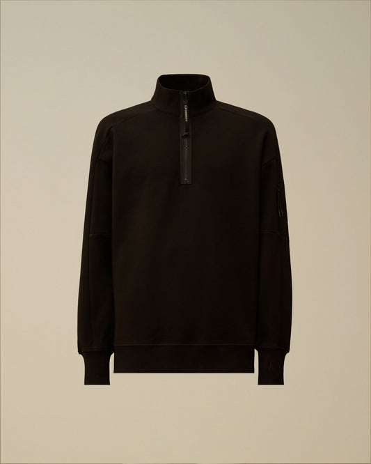 Diagonal Raised Fleece Half Zip Lens Sweatshirt, BLACK