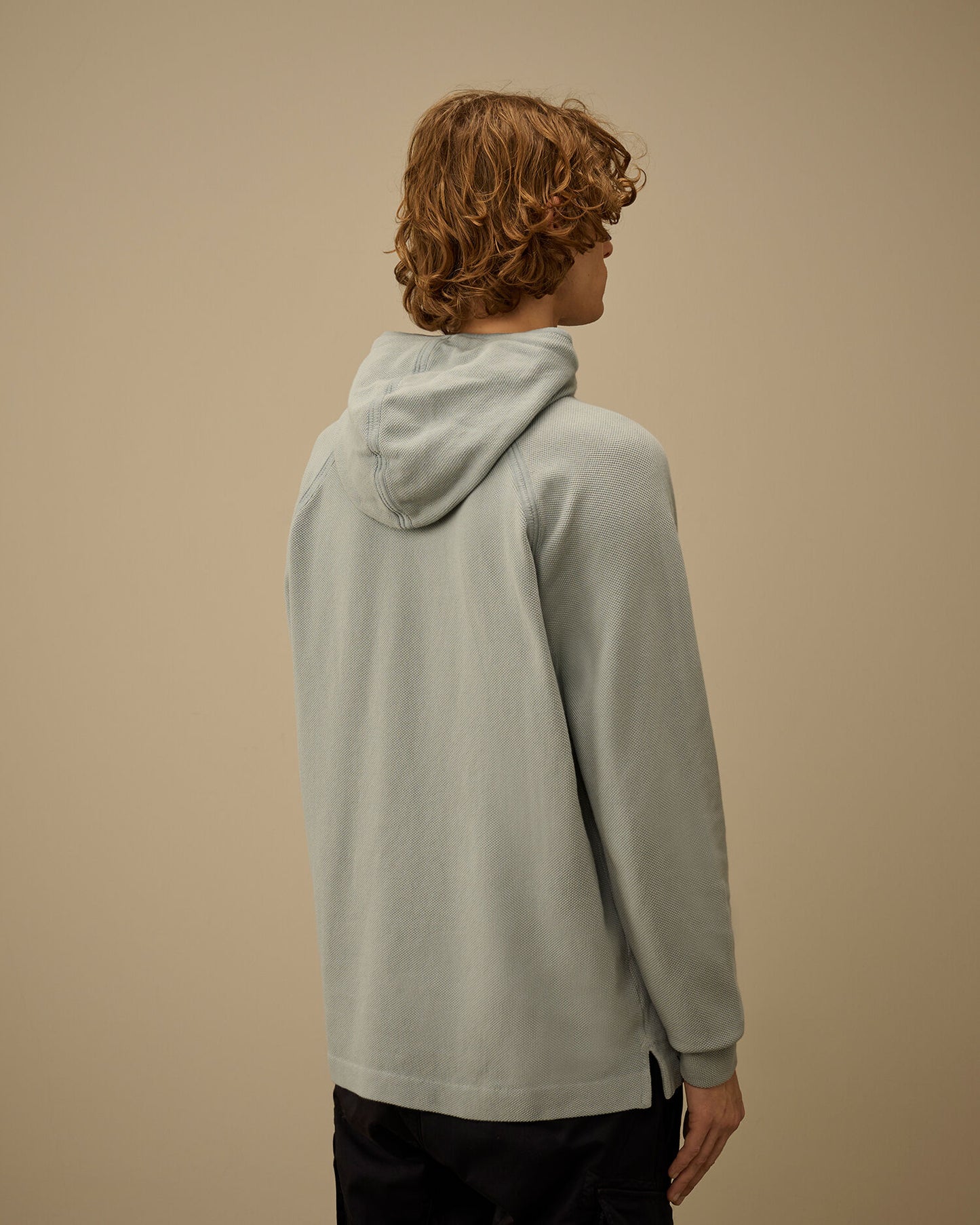 Heavy Piquet Hooded Sweatshirt, SILVER BLUE