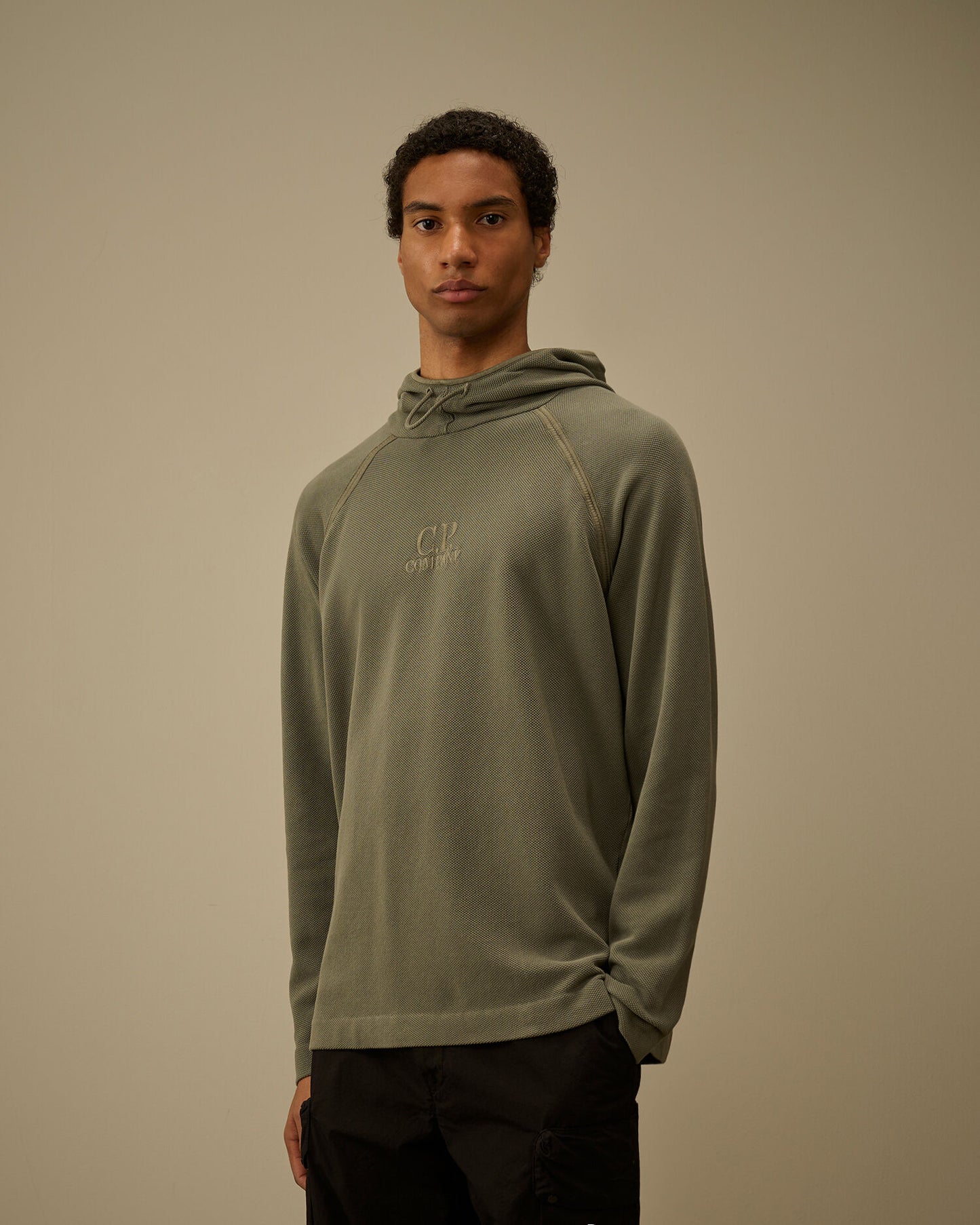Heavy Piquet Hooded Sweatshirt, GUNMETAL - GREY