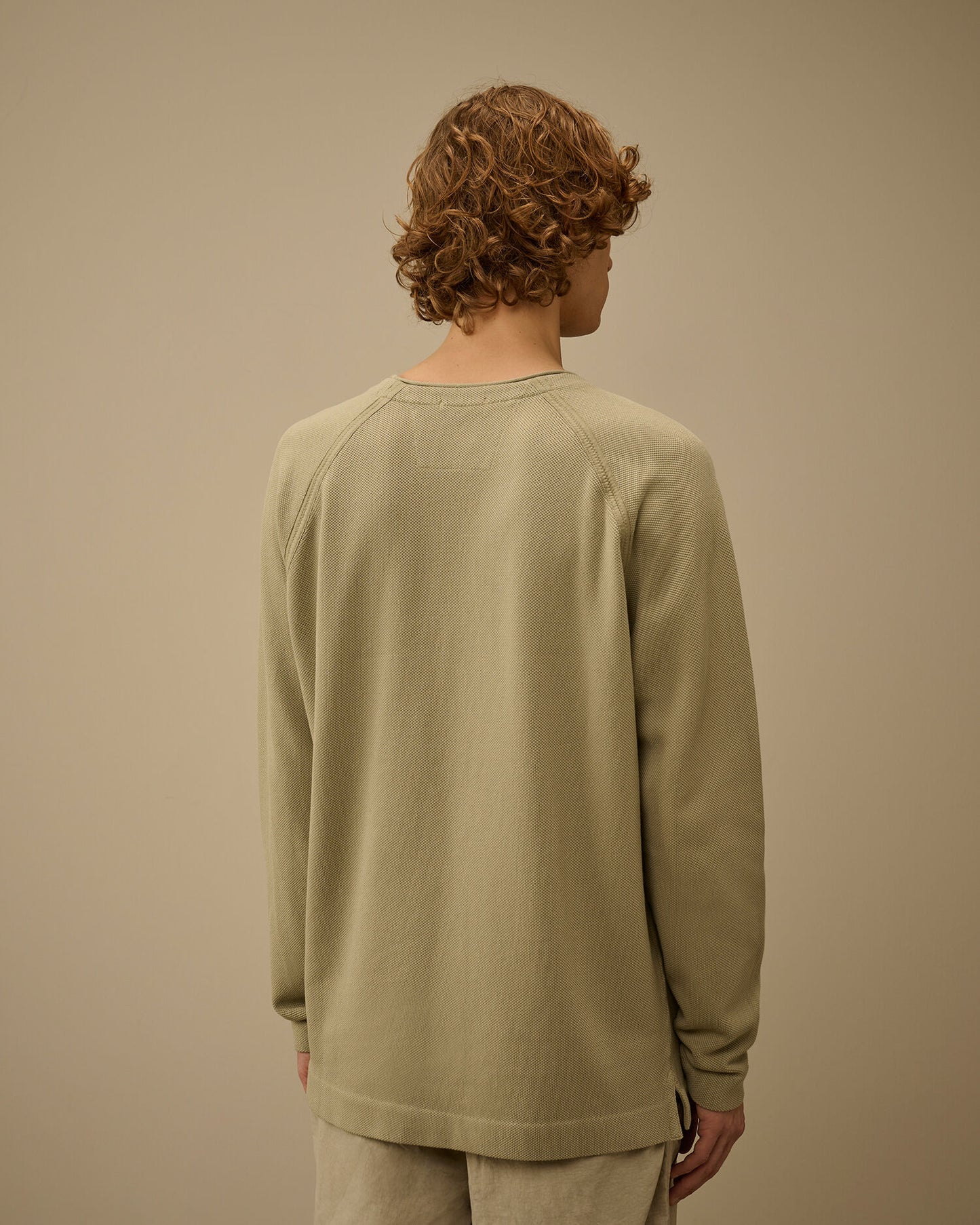 Heavy Piquet Pigment Dyed Mockneck Sweatshirt, MOSS GRAY - GREEN