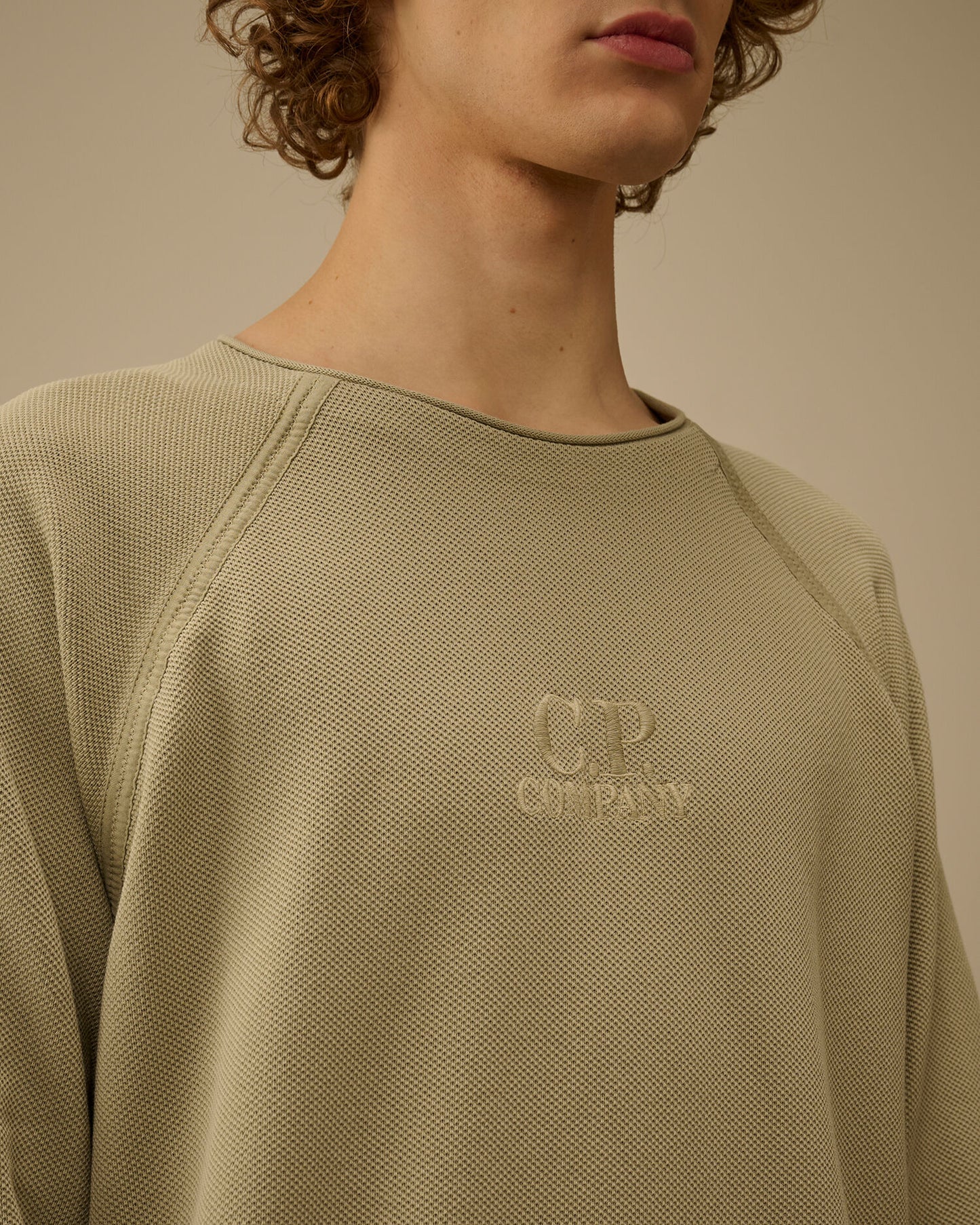 Heavy Piquet Pigment Dyed Mockneck Sweatshirt, MOSS GRAY - GREEN