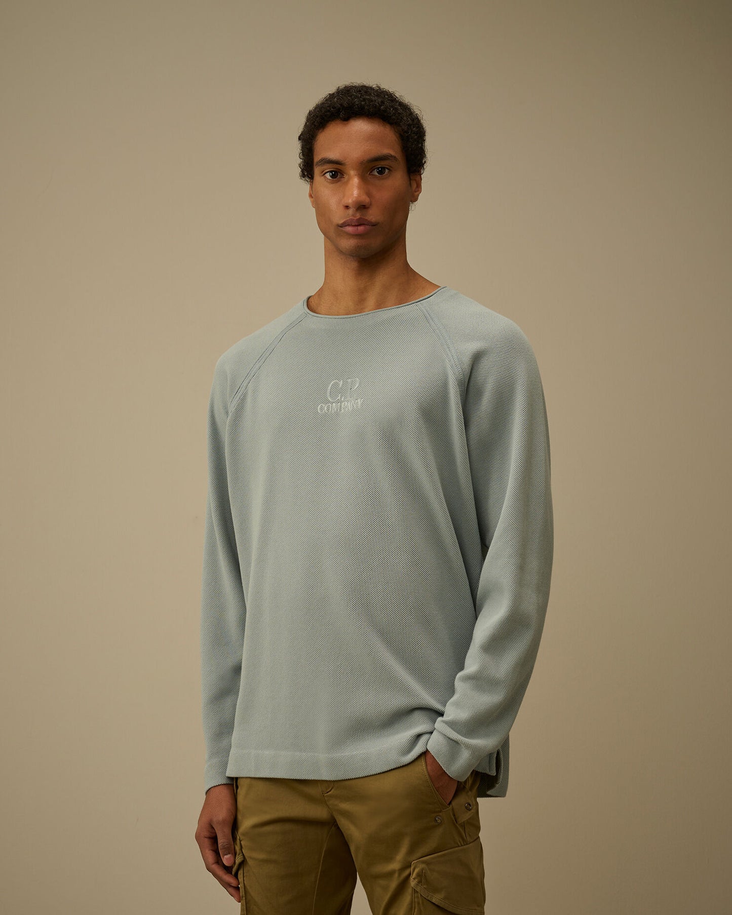 Heavy Piquet Pigment Dyed Mockneck Sweatshirt, SILVER BLUE