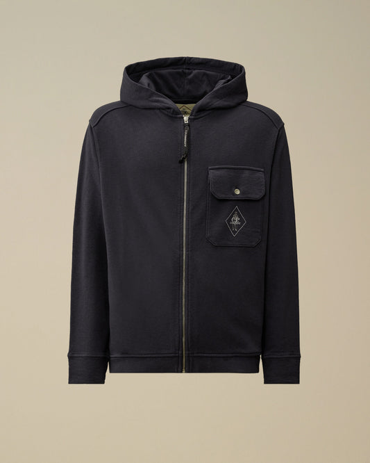 Malfilè Fleece Zip Hooded Sweatshirt, MIDNIGHT NAVY - BLUE