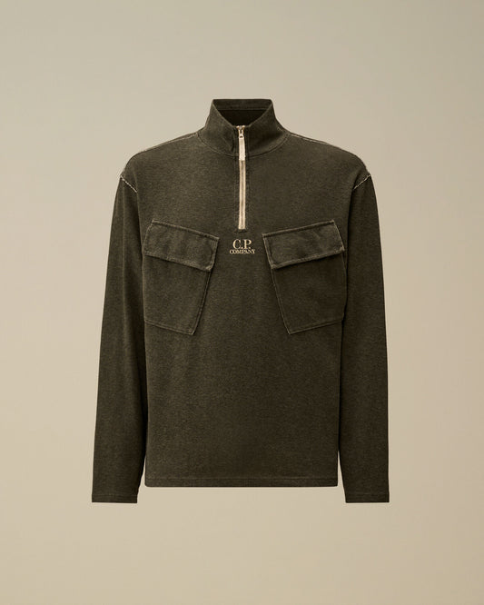 Heavy Jersey Plated Half Zip Sweatshirt, GUNMETAL - GREY
