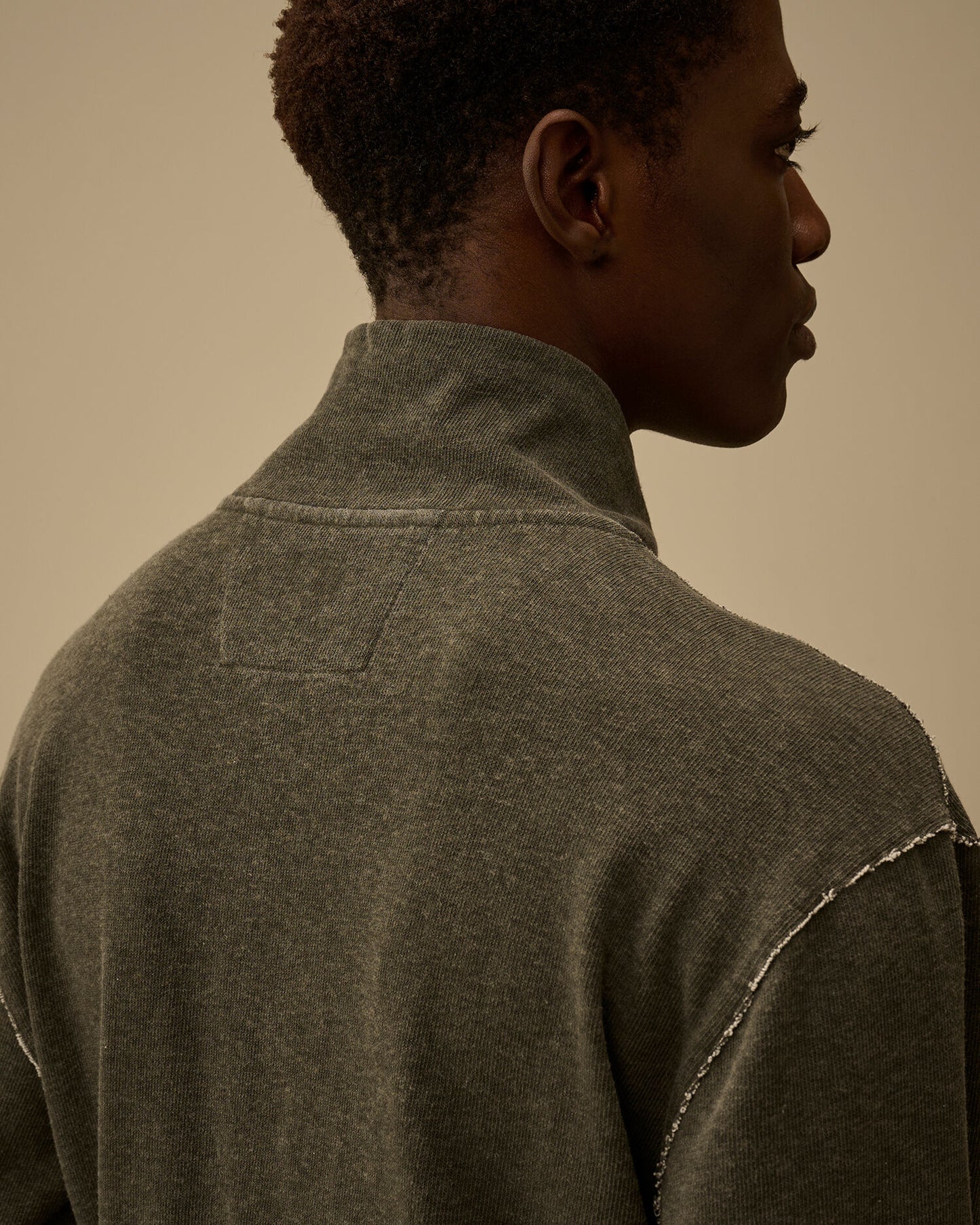 Heavy Jersey Plated Half Zip Sweatshirt, GUNMETAL - GREY