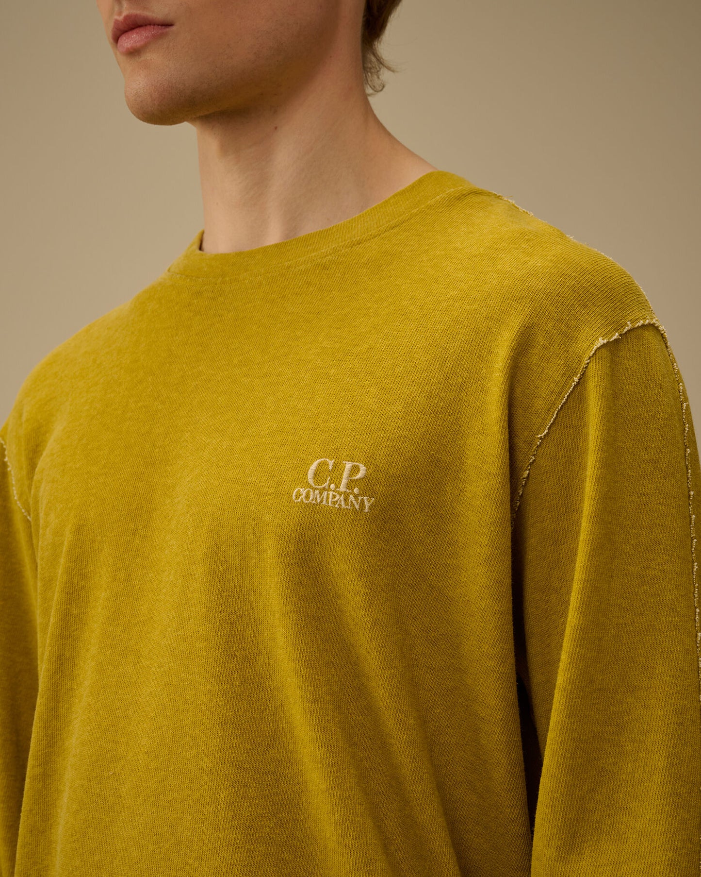 Heavy Jersey Plated Crewneck Sweatshirt, ANTIQUE MOSS -YELLOW