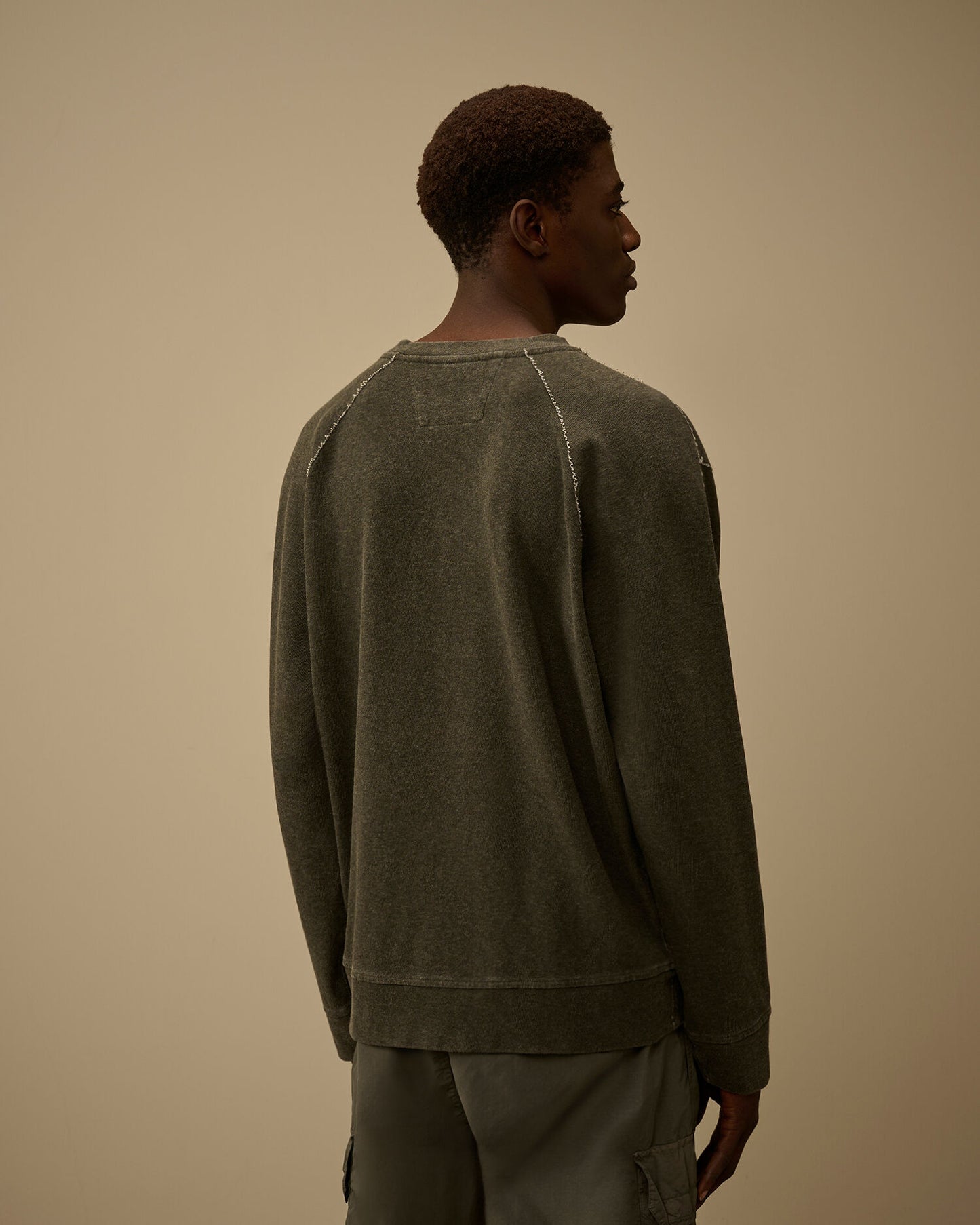 Heavy Jersey Plated Crewneck Sweatshirt, GUNMETAL - GREY