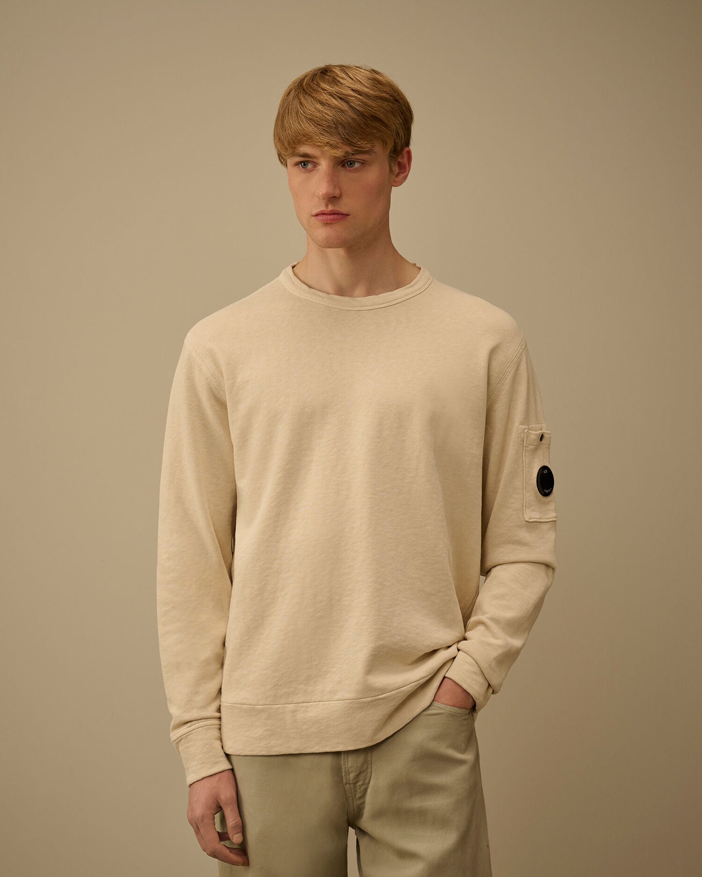 Malfilè Fleece Lens Crewneck Sweatshirt, FROZEN DEW - WHITE