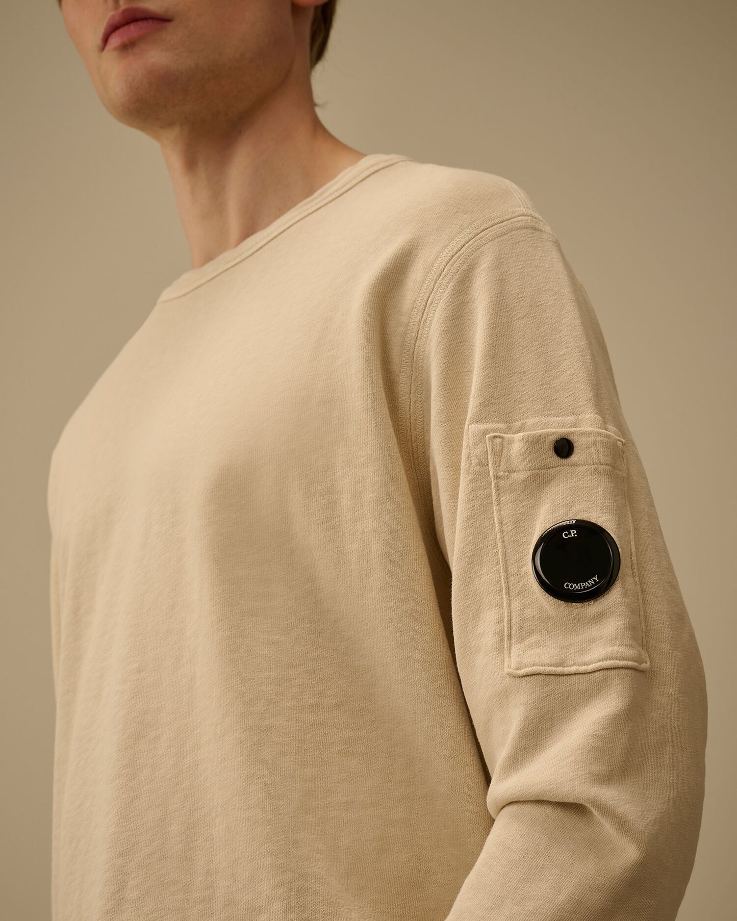Malfilè Fleece Lens Crewneck Sweatshirt, FROZEN DEW - WHITE