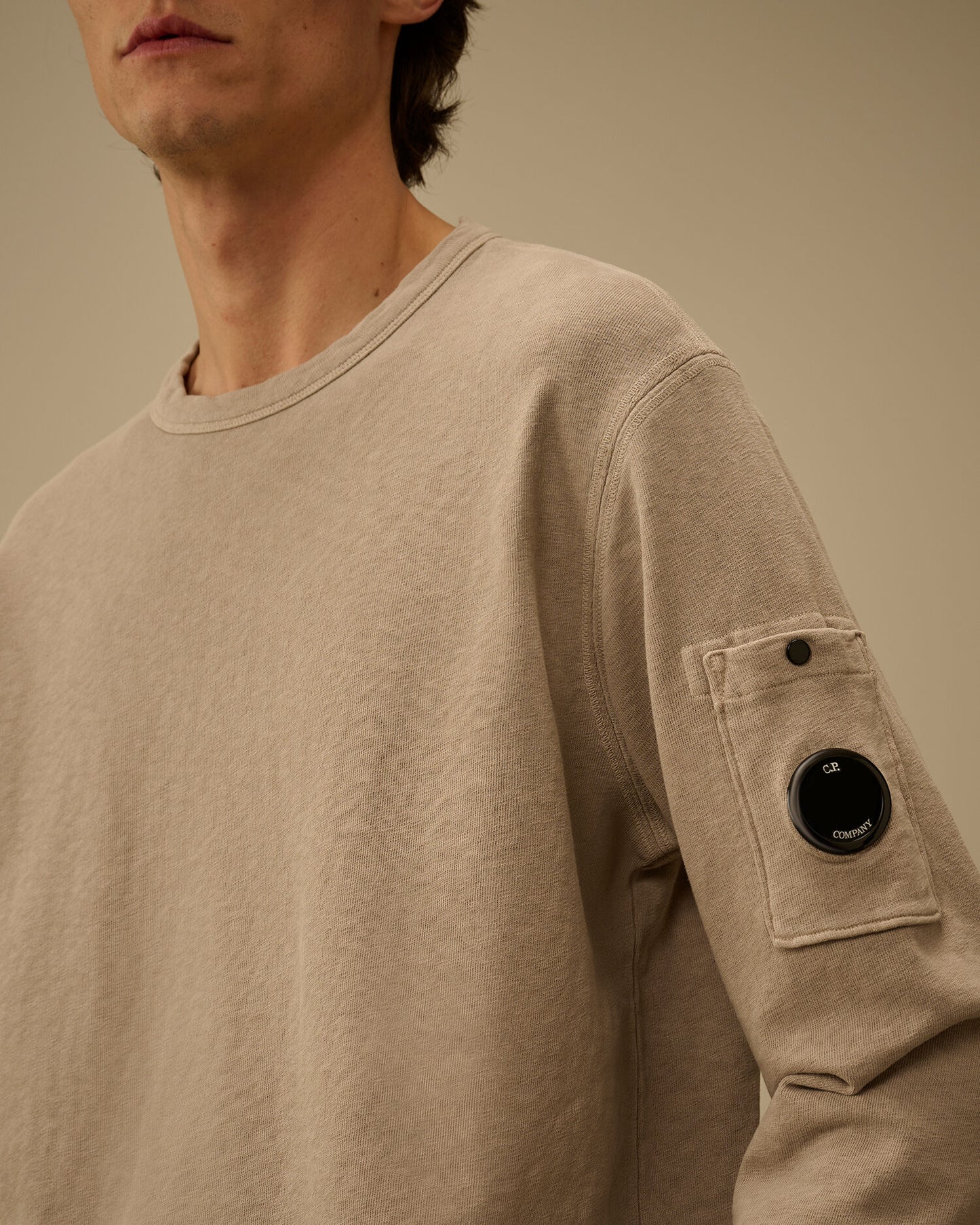 Malfilè Fleece Lens Crewneck Sweatshirt, DOVE - GREY
