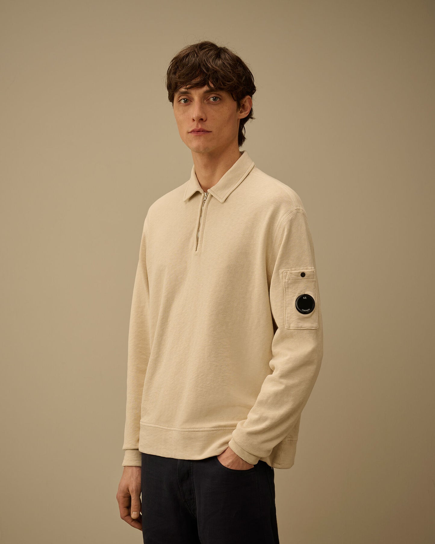Malfilè Fleece Lens Half Zip Sweatshirt, FROZEN DEW - WHITE