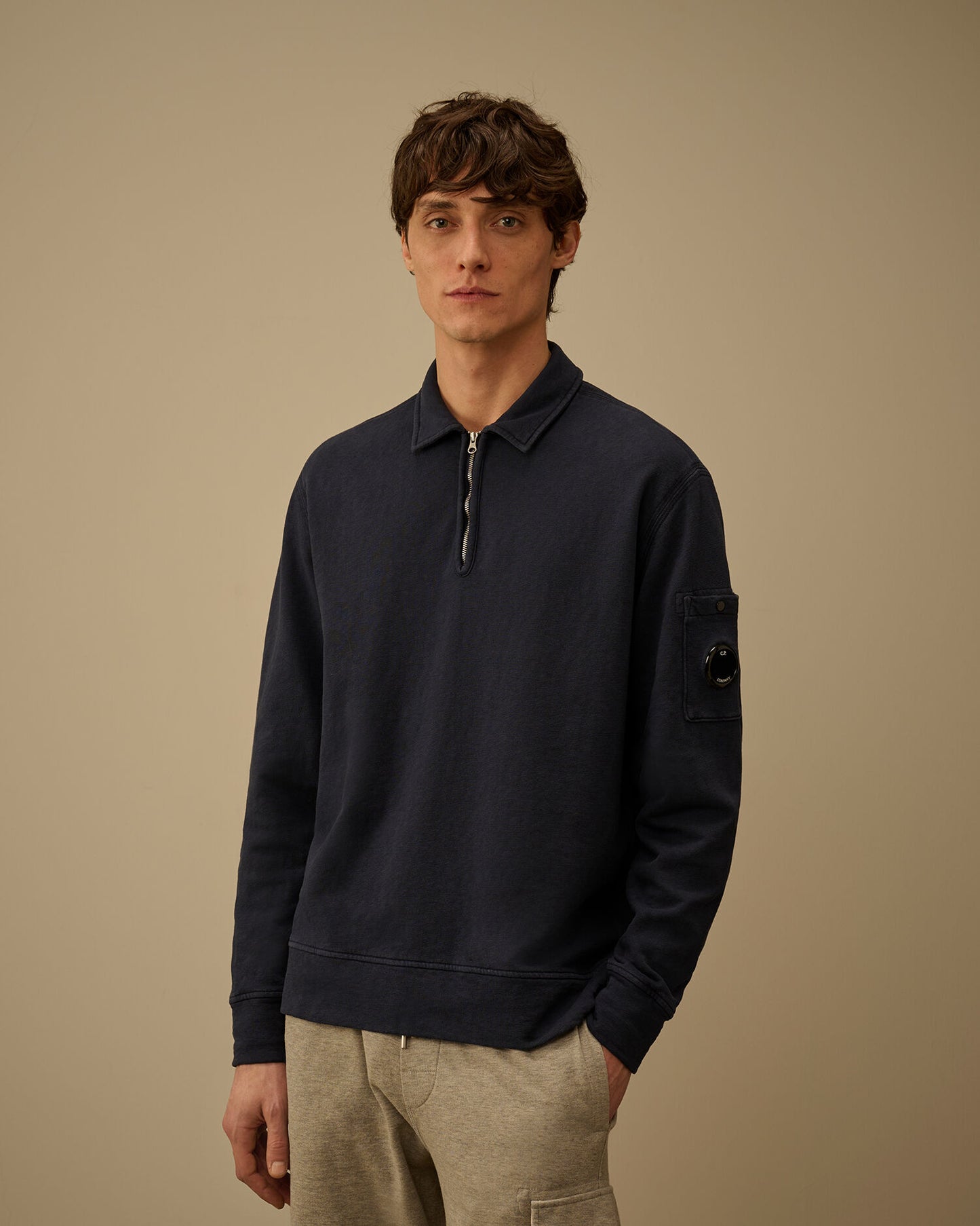 Malfilè Fleece Lens Half Zip Sweatshirt, MIDNIGHT NAVY - BLUE