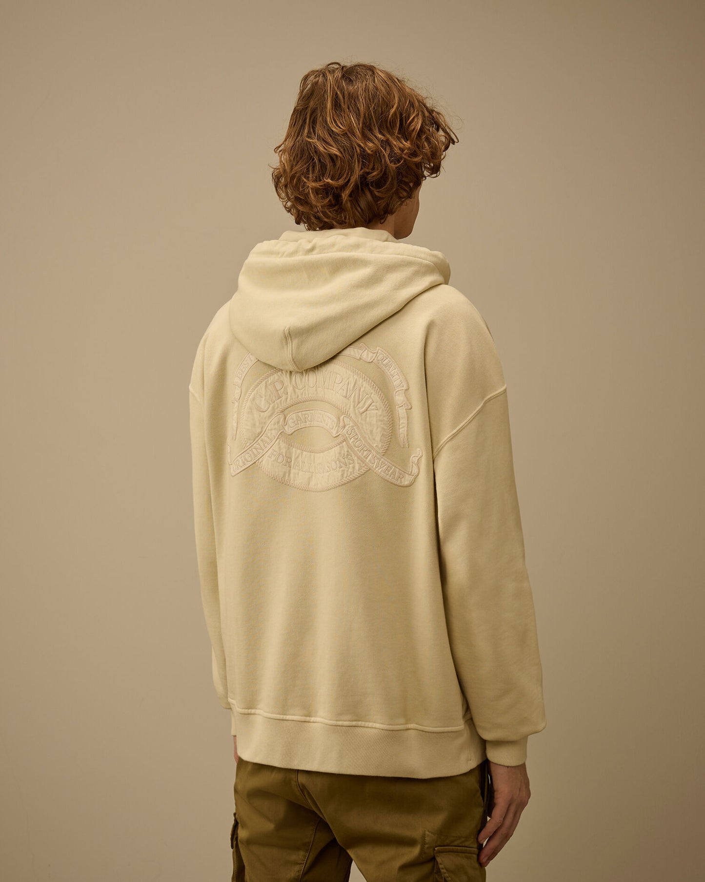 Diagonal Fleece Boxy Zip Hooded Sweatshirt, FROZEN DEW - WHITE
