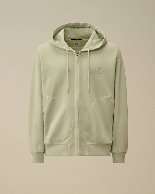 Diagonal Fleece Boxy Zip Hooded Sweatshirt, MISTY BLUE