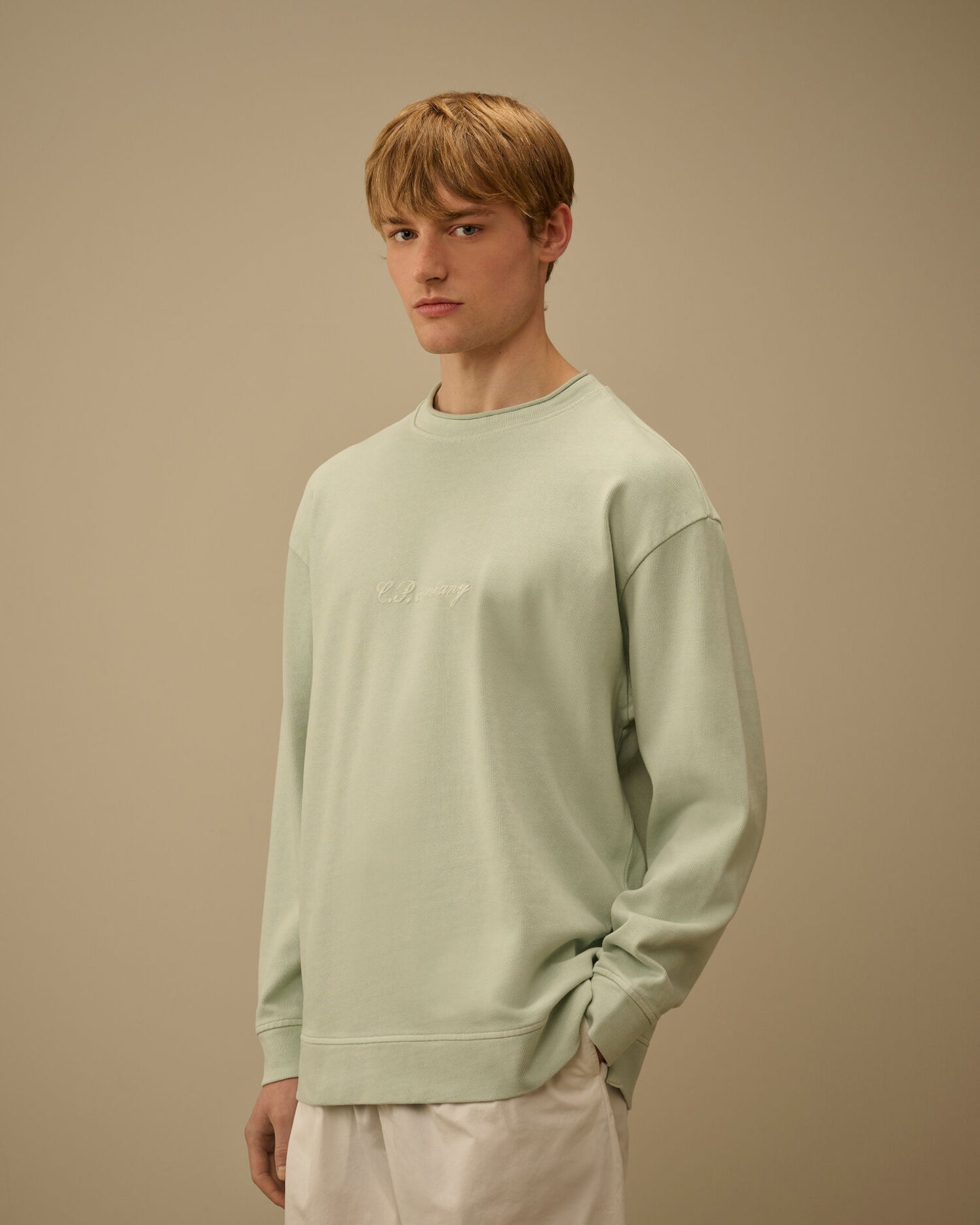 Combed Jersey 10/2 Boxy Mockneck Sweatshirt, MISTY BLUE