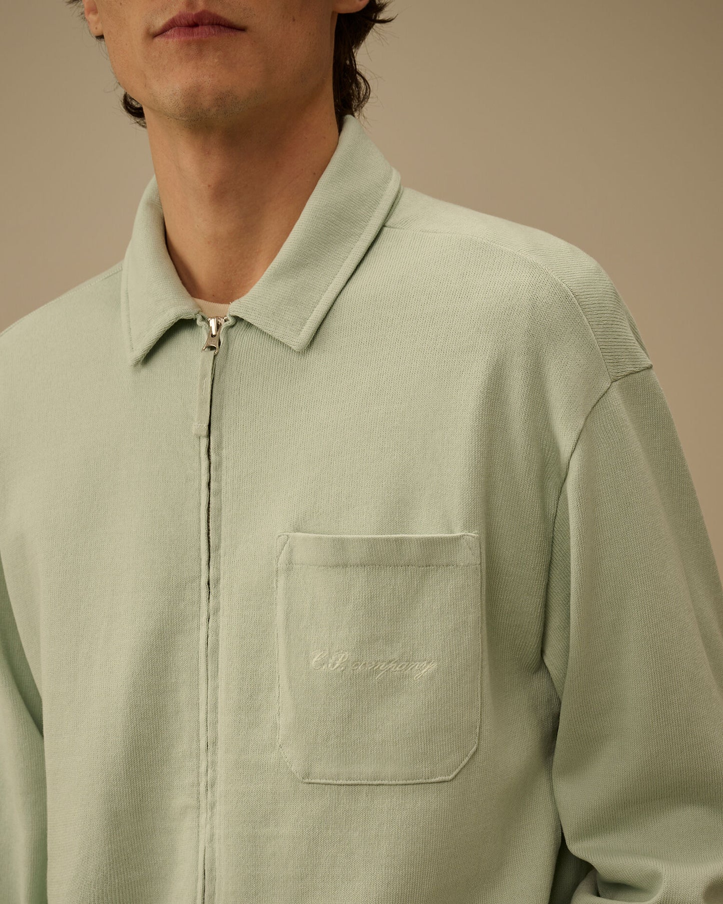 Combed Jersey 10/2 Boxy Zip Sweatshirt, MISTY BLUE