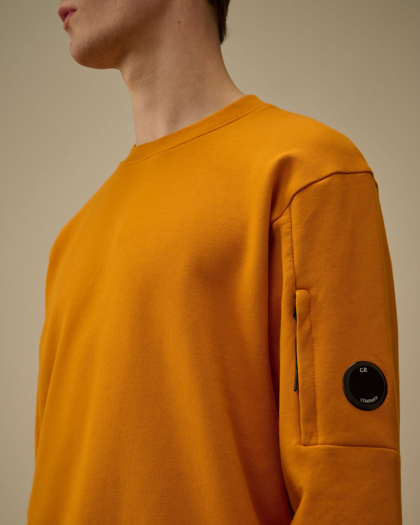 Diagonal Raised Fleece Crewneck Lens Sweatshirt, DESERT SUN - ORANGE