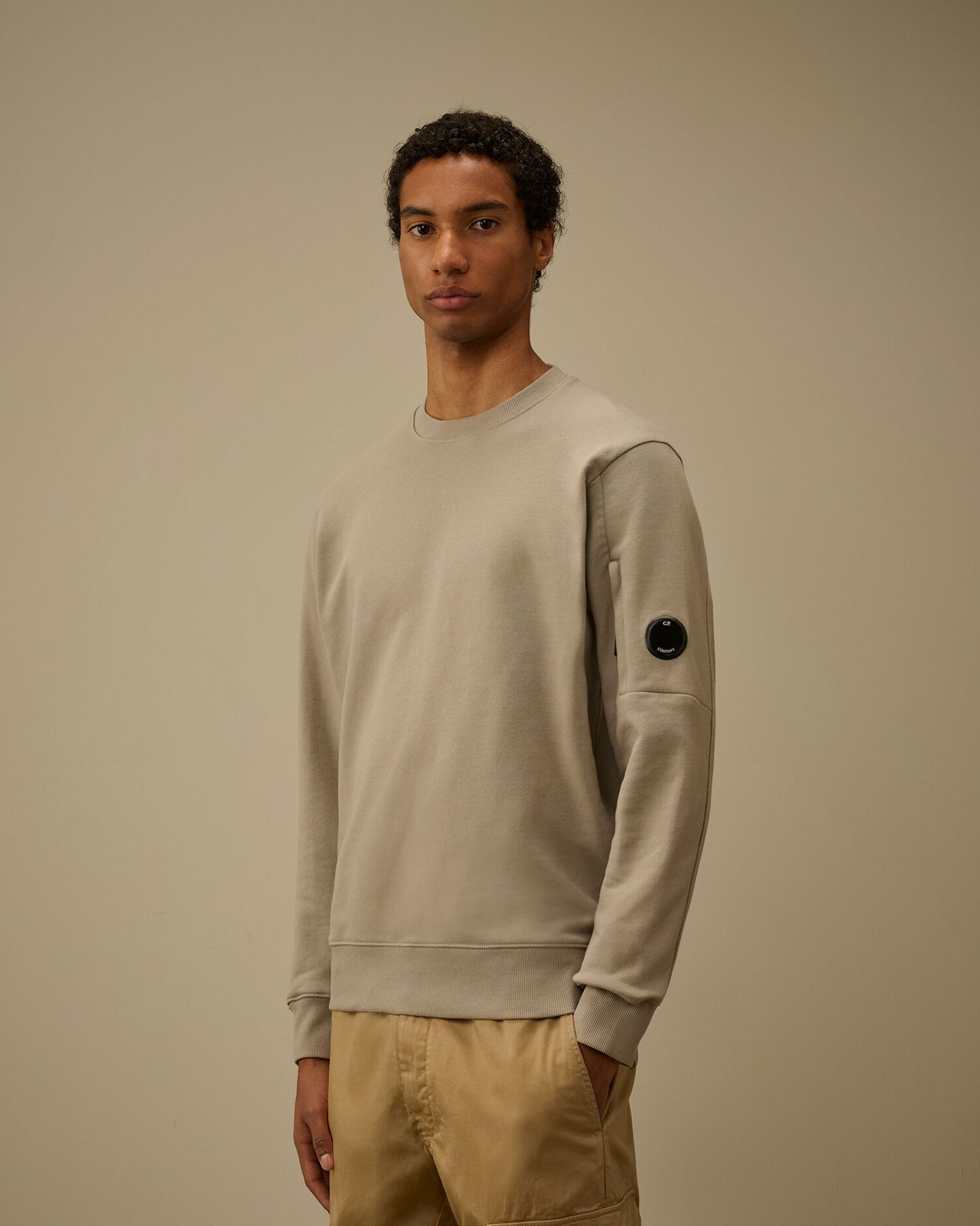 Diagonal Raised Fleece Crewneck Lens Sweatshirt, DOVE - GREY