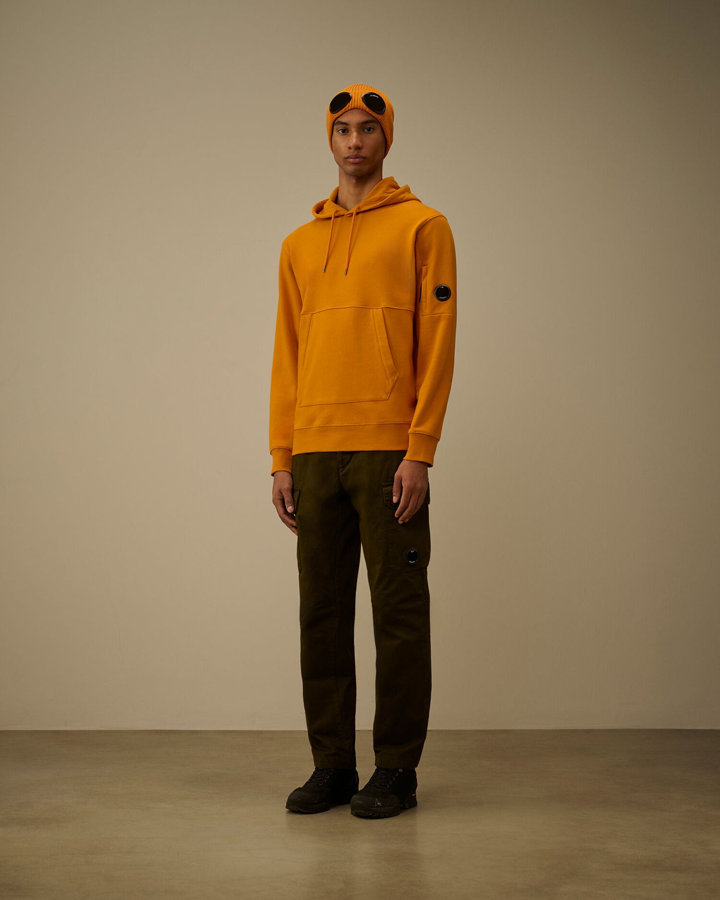 Diagonal Raised Fleece Hooded Lens Sweatshirt, DESERT SUN - ORANGE