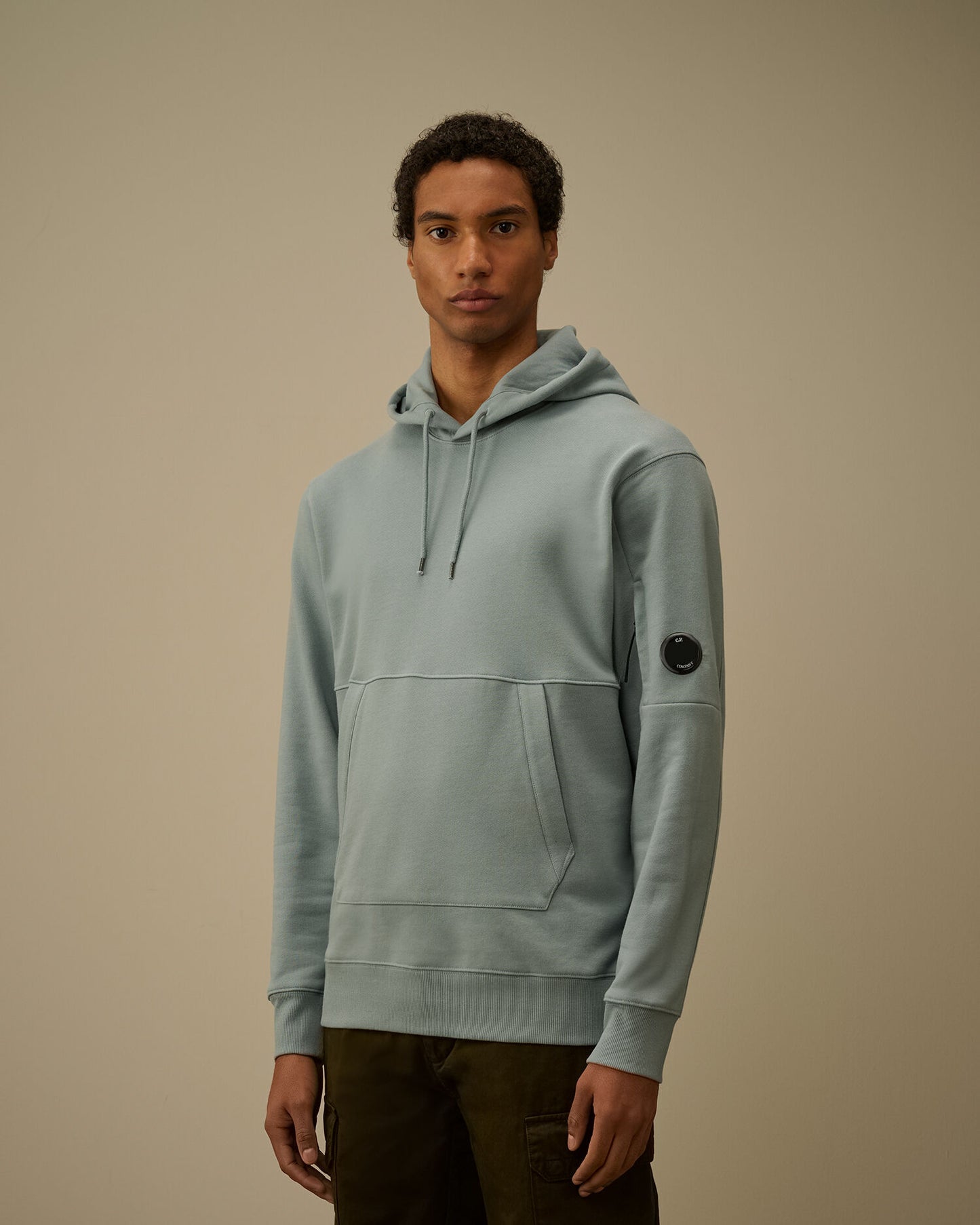 Diagonal Raised Fleece Hooded Lens Sweatshirt, SILVER BLUE