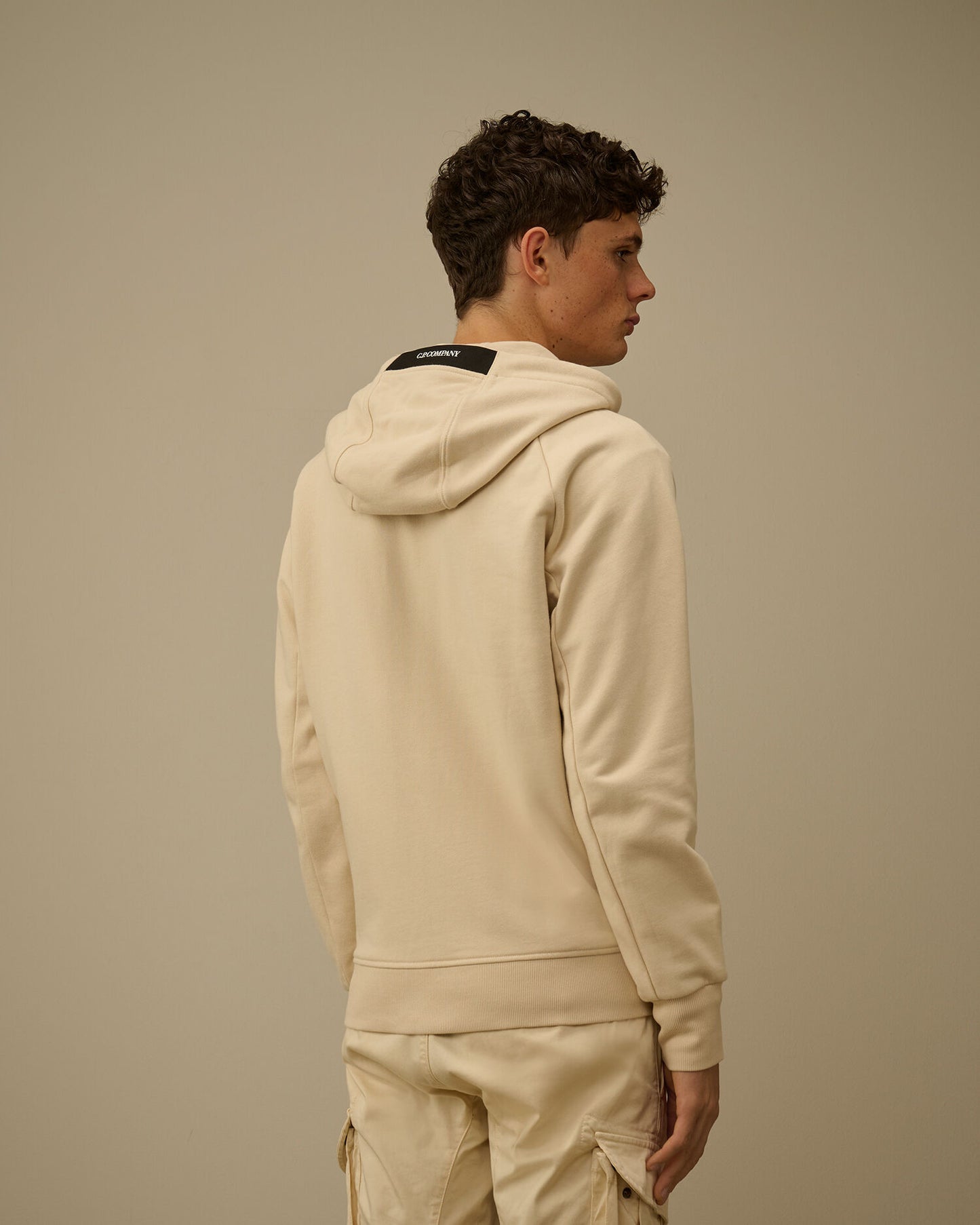 Diagonal Raised Fleece Zip Hooded Lens Sweatshirt, FROZEN DEW - WHITE