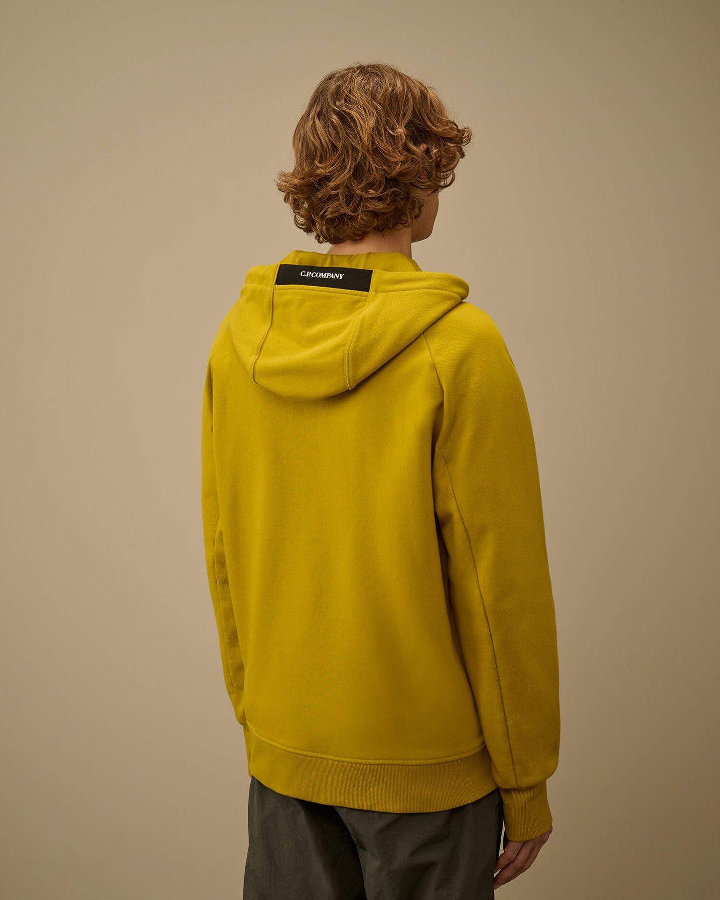 Diagonal Raised Fleece Zip Hooded Lens Sweatshirt, ANTIQUE MOSS -YELLOW