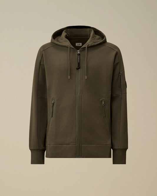 Diagonal Raised Fleece Zip Hooded Lens Sweatshirt, GUNMETAL - GREY