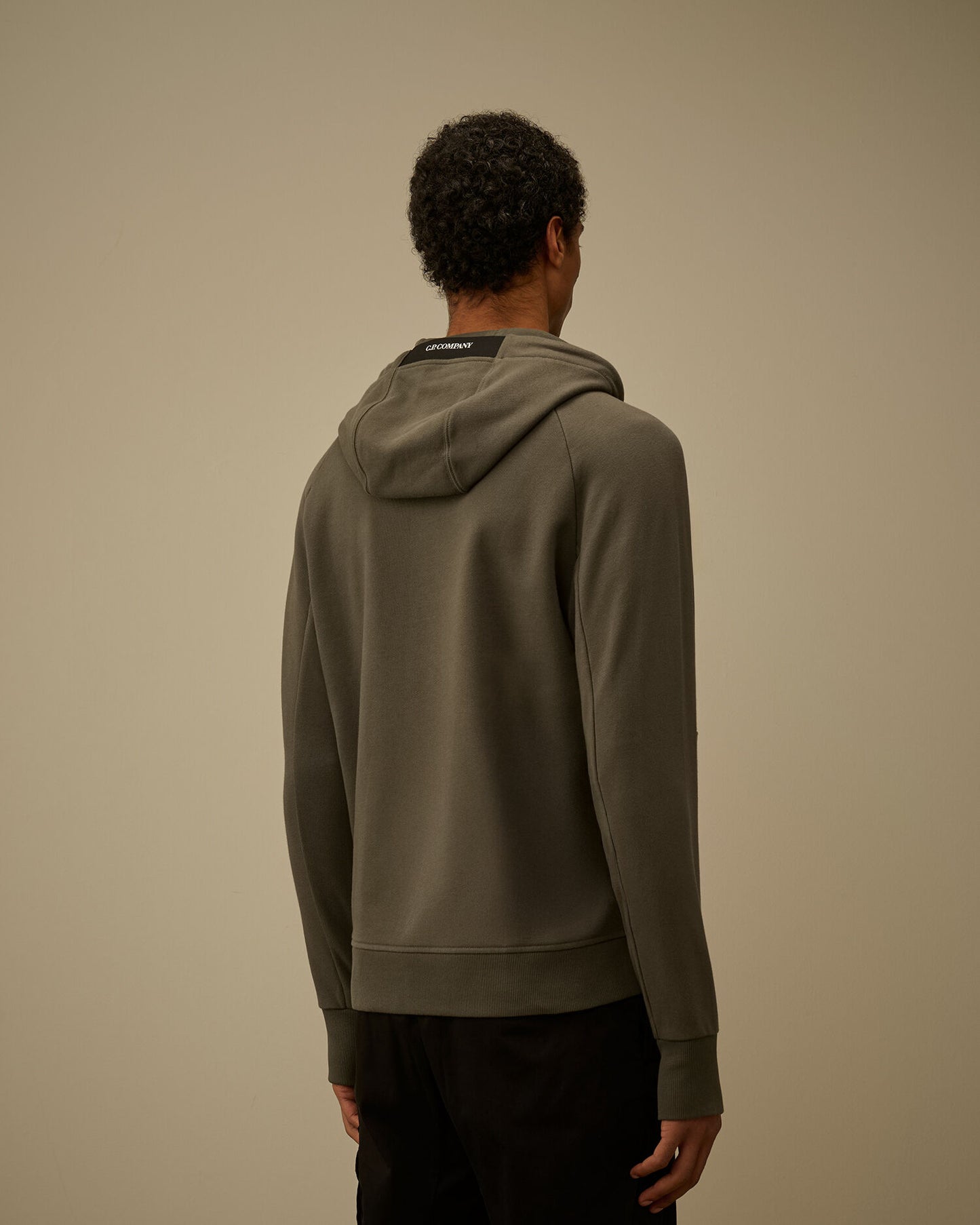Diagonal Raised Fleece Zip Hooded Lens Sweatshirt, GUNMETAL - GREY
