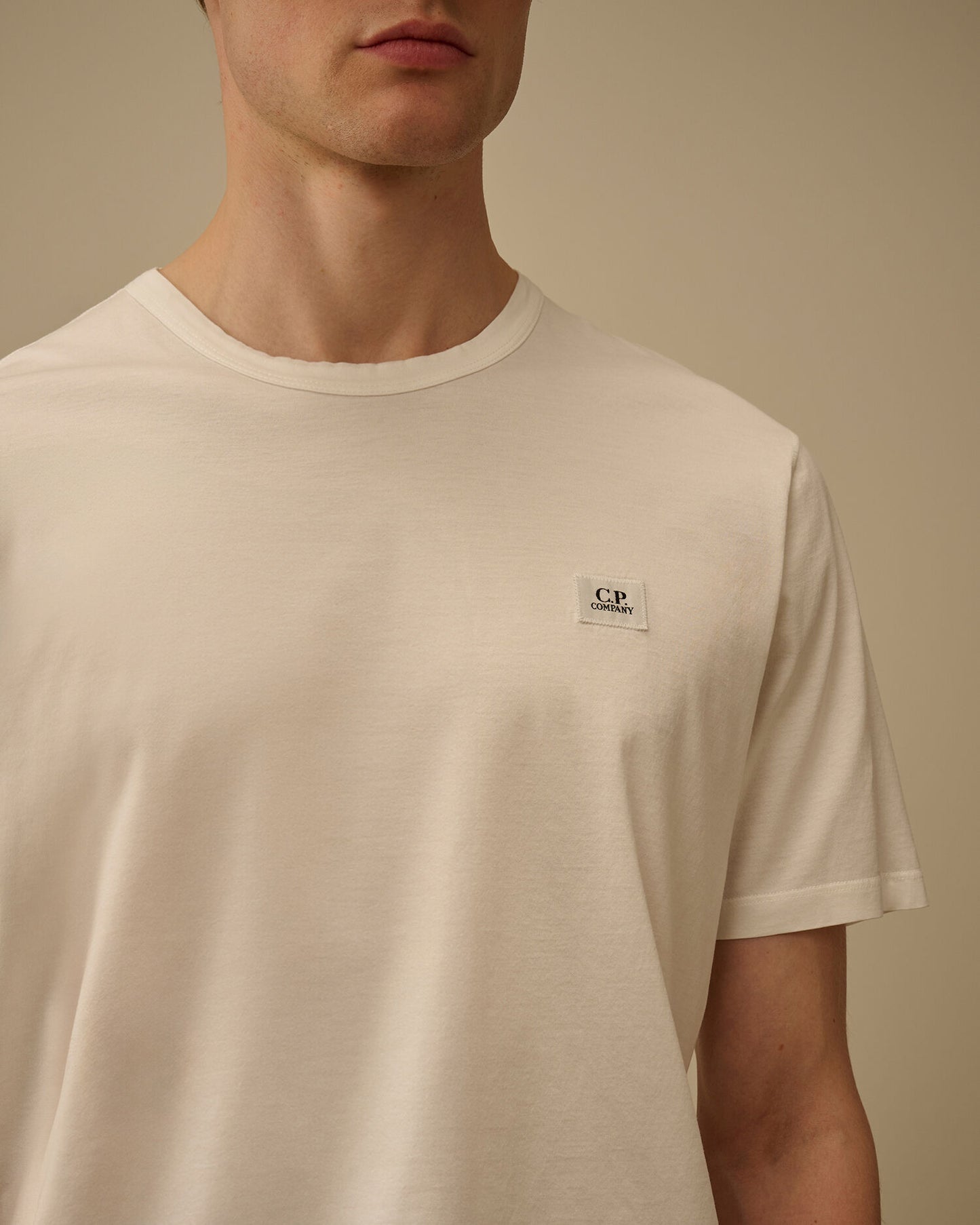 Mercerized Jersey 70/2 Gasato Short Sleeve Patch T-Shirt, GAUZE WHITE