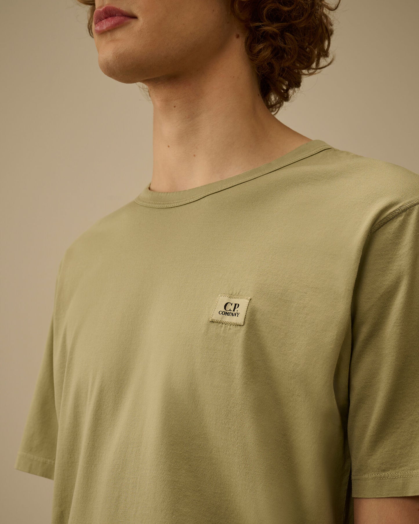 Mercerized Jersey 70/2 Gasato Short Sleeve Patch T-Shirt, MOSS GRAY - GREEN