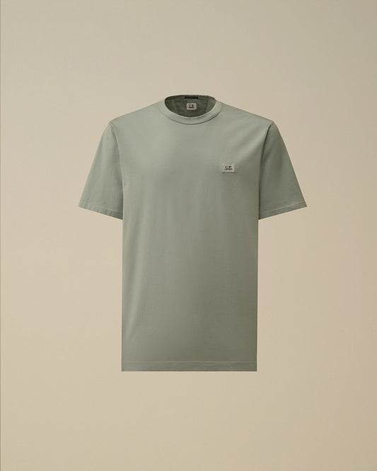 Mercerized Jersey 70/2 Gasato Short Sleeve Patch T-Shirt, SILVER BLUE