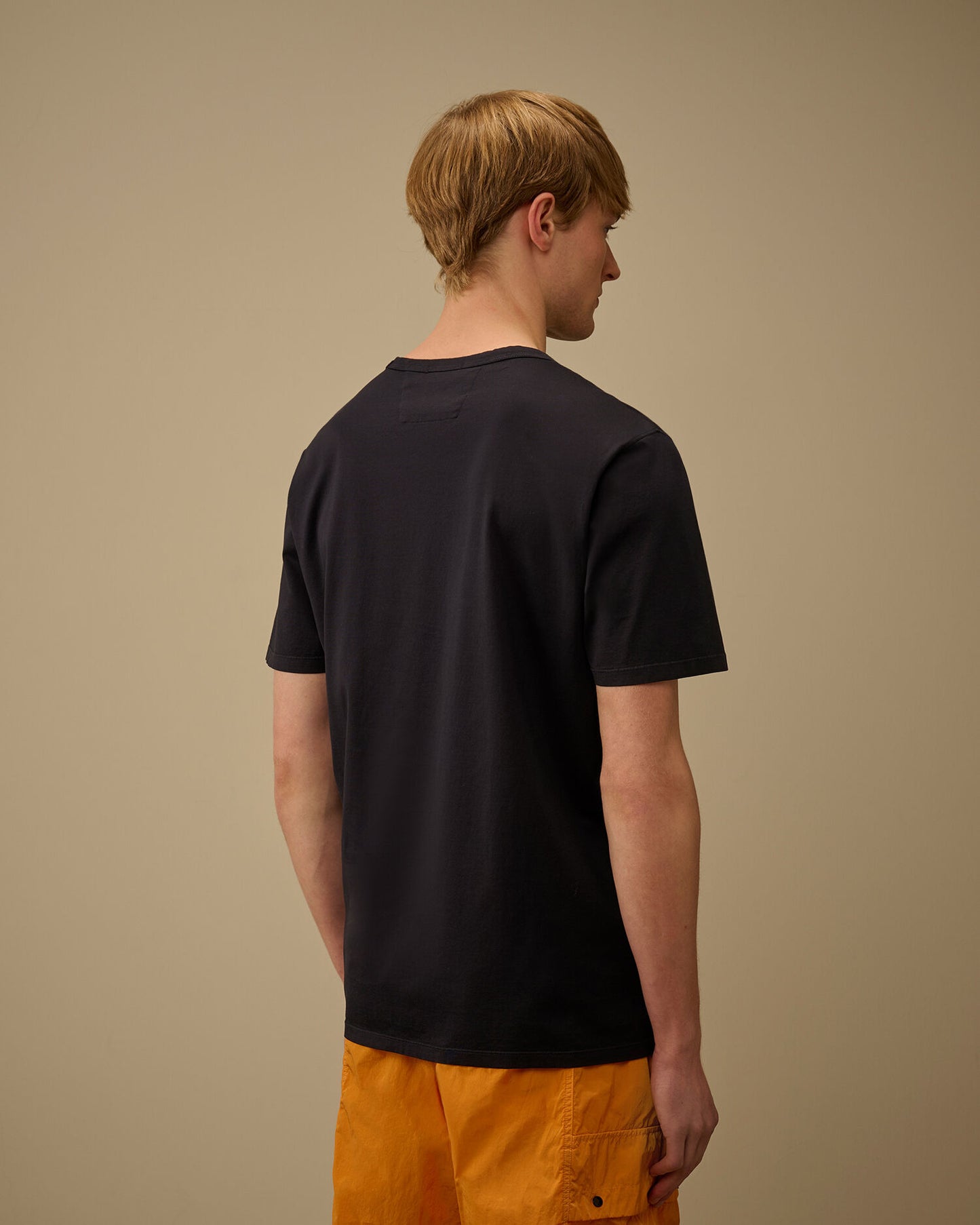 Mercerized Jersey 70/2 Gasato Short Sleeve Patch T-Shirt, TOTAL ECLIPSE - BLUE