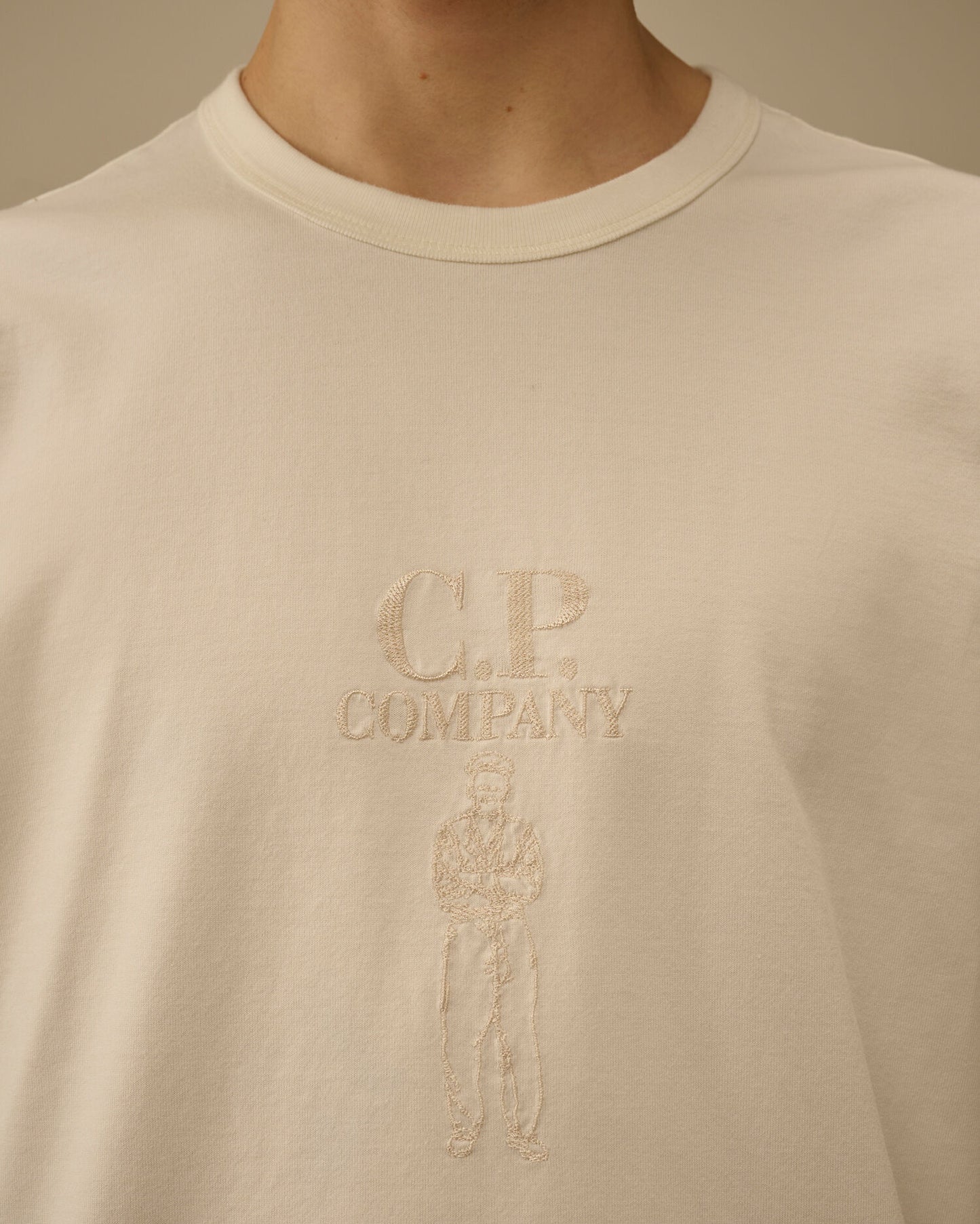 Mercerized Jersey 30/2 Twisted Short Sleeve Logo T-Shirt, GAUZE WHITE