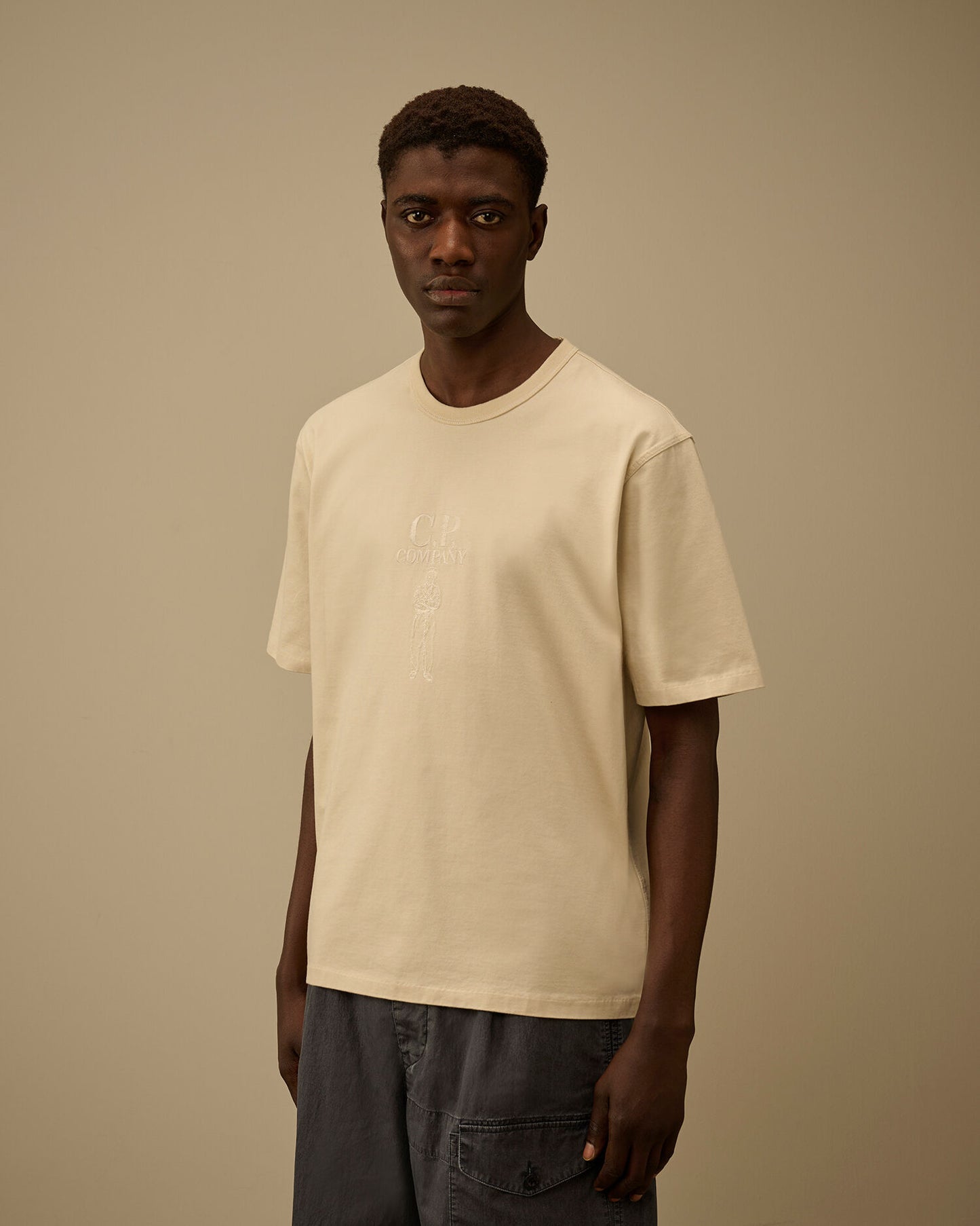Mercerized Jersey 30/2 Twisted Short Sleeve Logo T-Shirt, FROZEN DEW - WHITE