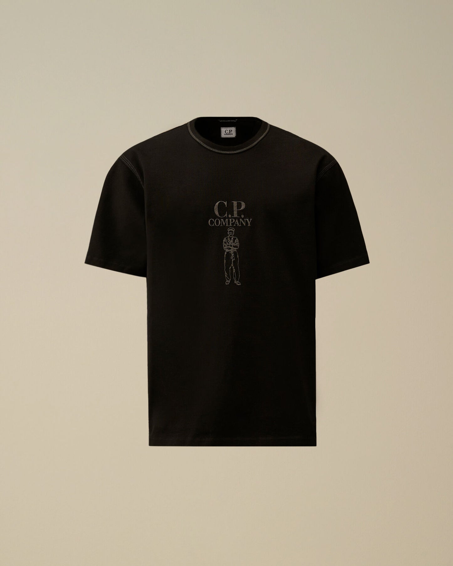Mercerized Jersey 30/2 Twisted Short Sleeve Logo T-Shirt, BLACK