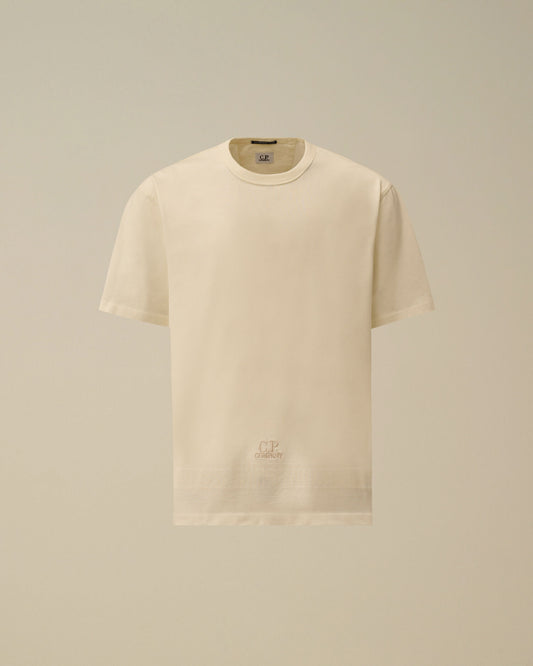 Mercerized Jersey 30/2 Twisted Short Sleeve Embroidery T-Shirt, GAUZE WHITE