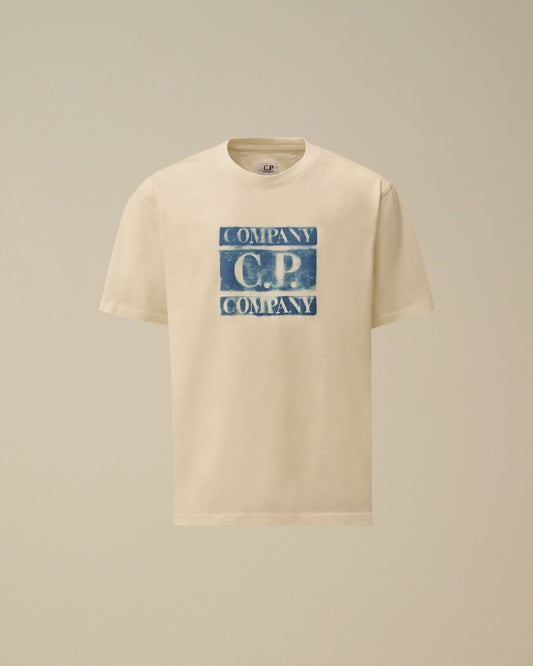 30/1 Jersey Short Sleeve Faded Logo T-Shirt, GAUZE WHITE