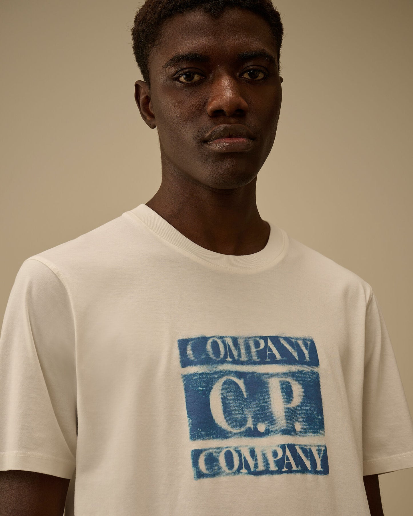 30/1 Jersey Short Sleeve Faded Logo T-Shirt, GAUZE WHITE