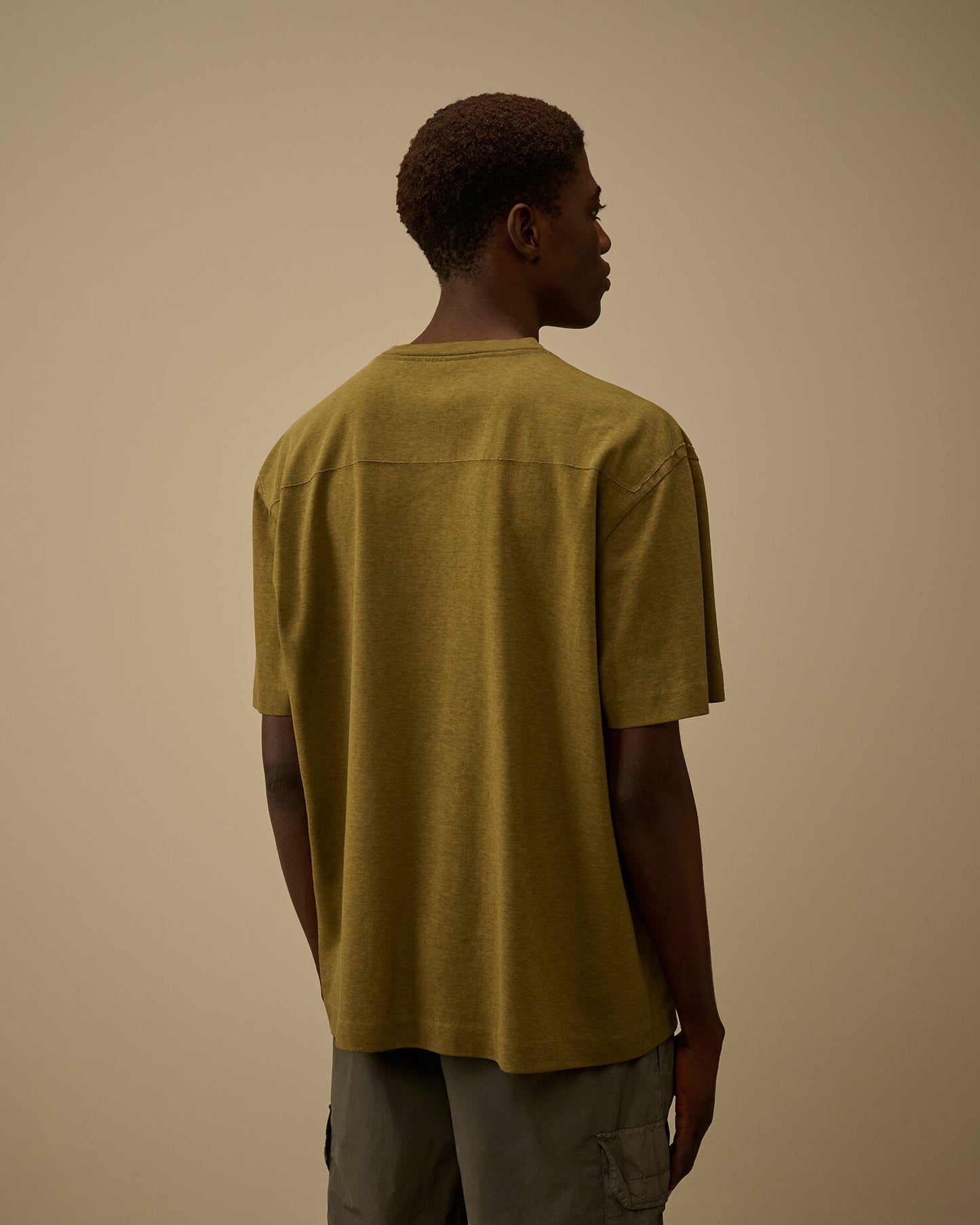 20/1 Jersey Plated Logo T-Shirt, DRIED HERB - GREEN