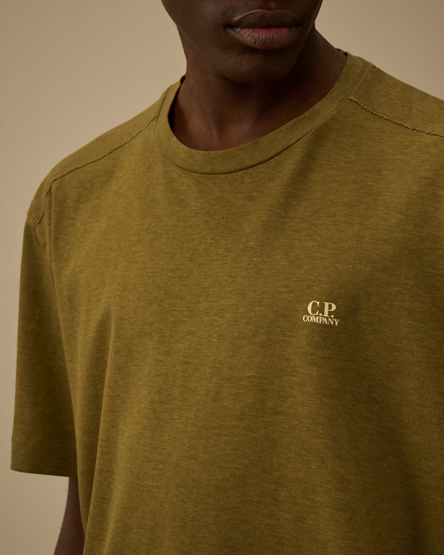 20/1 Jersey Plated Logo T-Shirt, DRIED HERB - GREEN