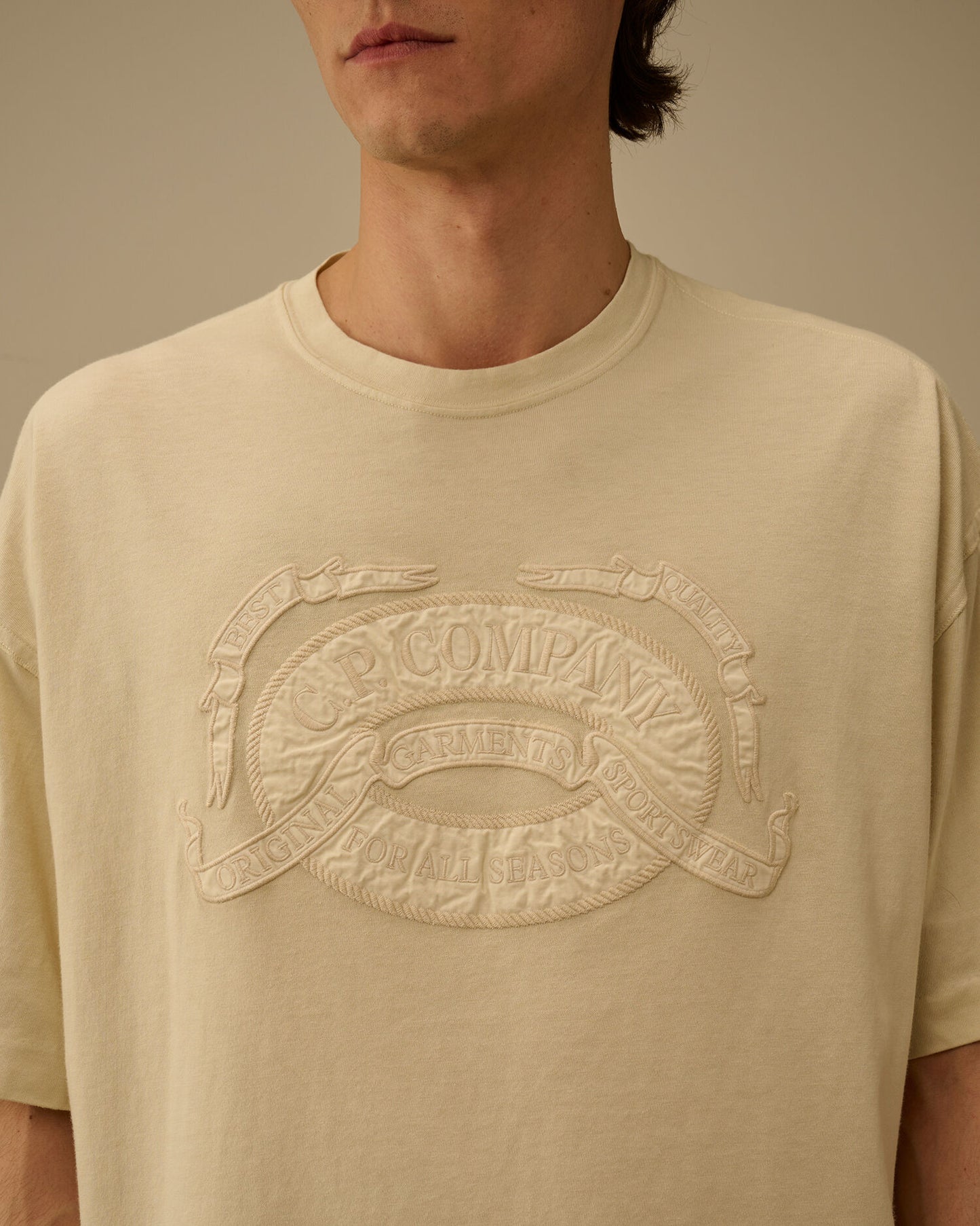20/1 Jersey Short Sleeve Boxy Logo T-Shirt, FROZEN DEW - WHITE