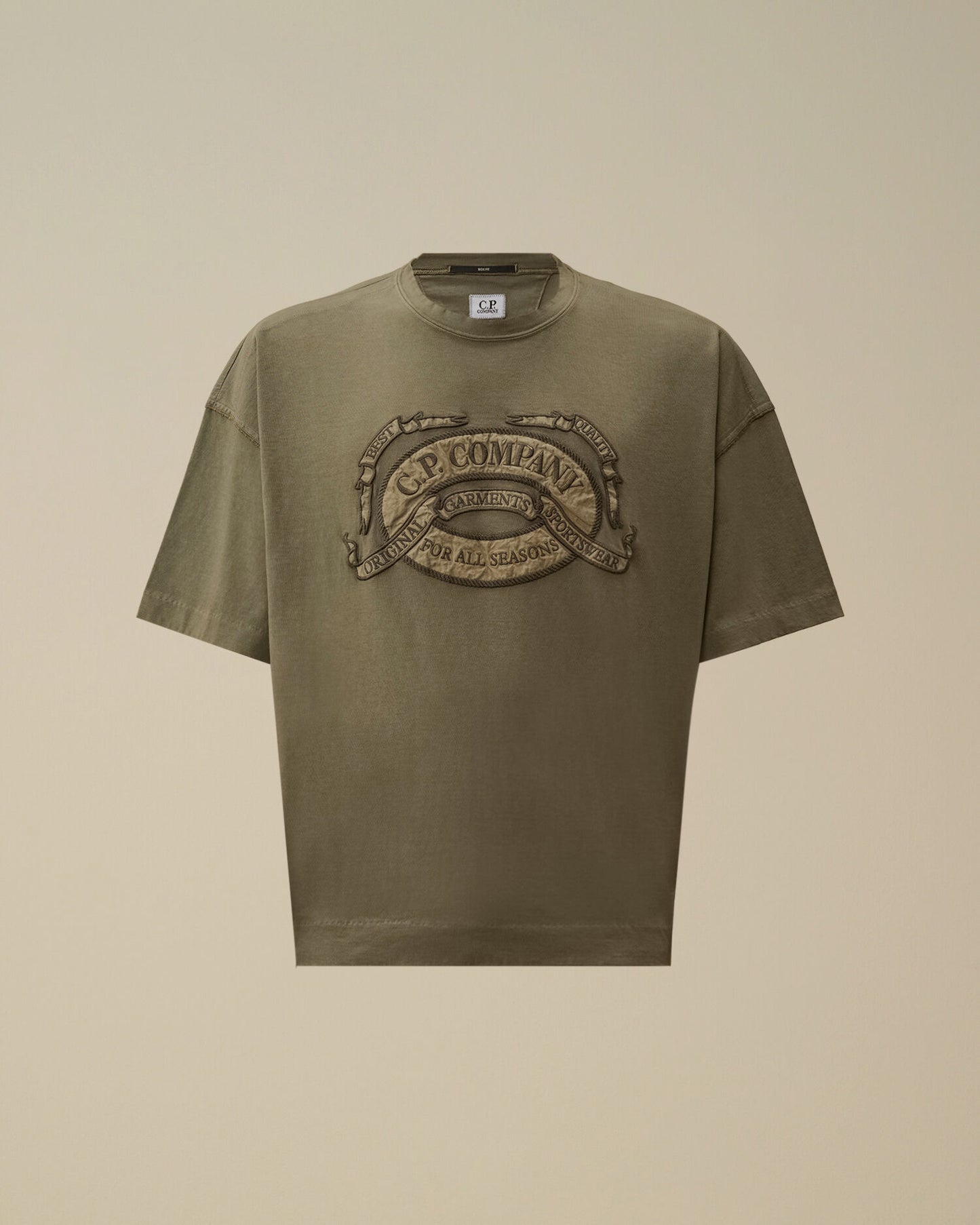 20/1 Jersey Short Sleeve Boxy Logo T-Shirt, GUNMETAL - GREY
