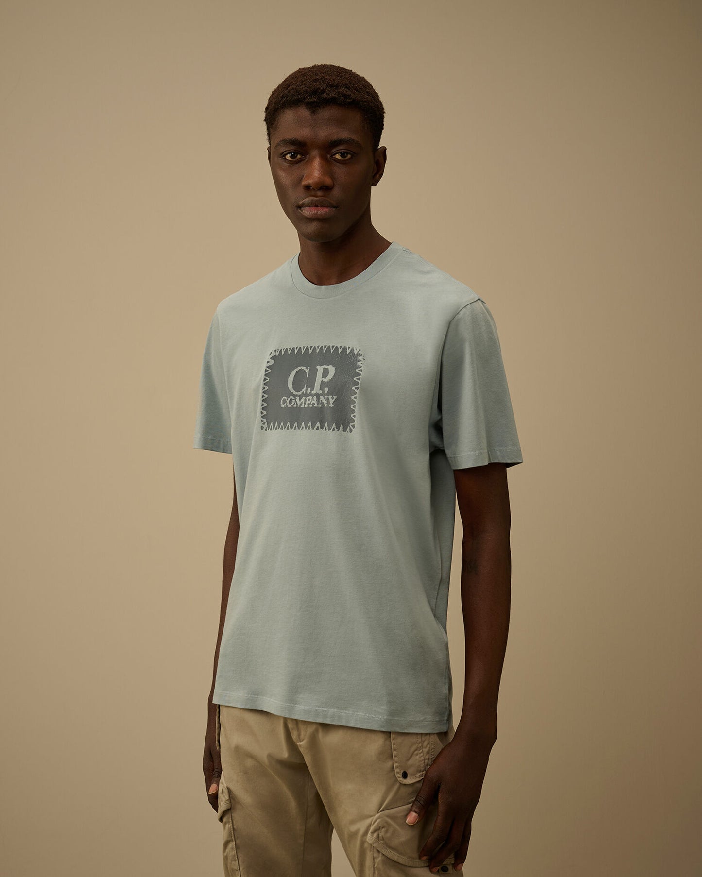 Jersey 30/1 Short Sleeve Logo Label T-Shirt, SILVER BLUE