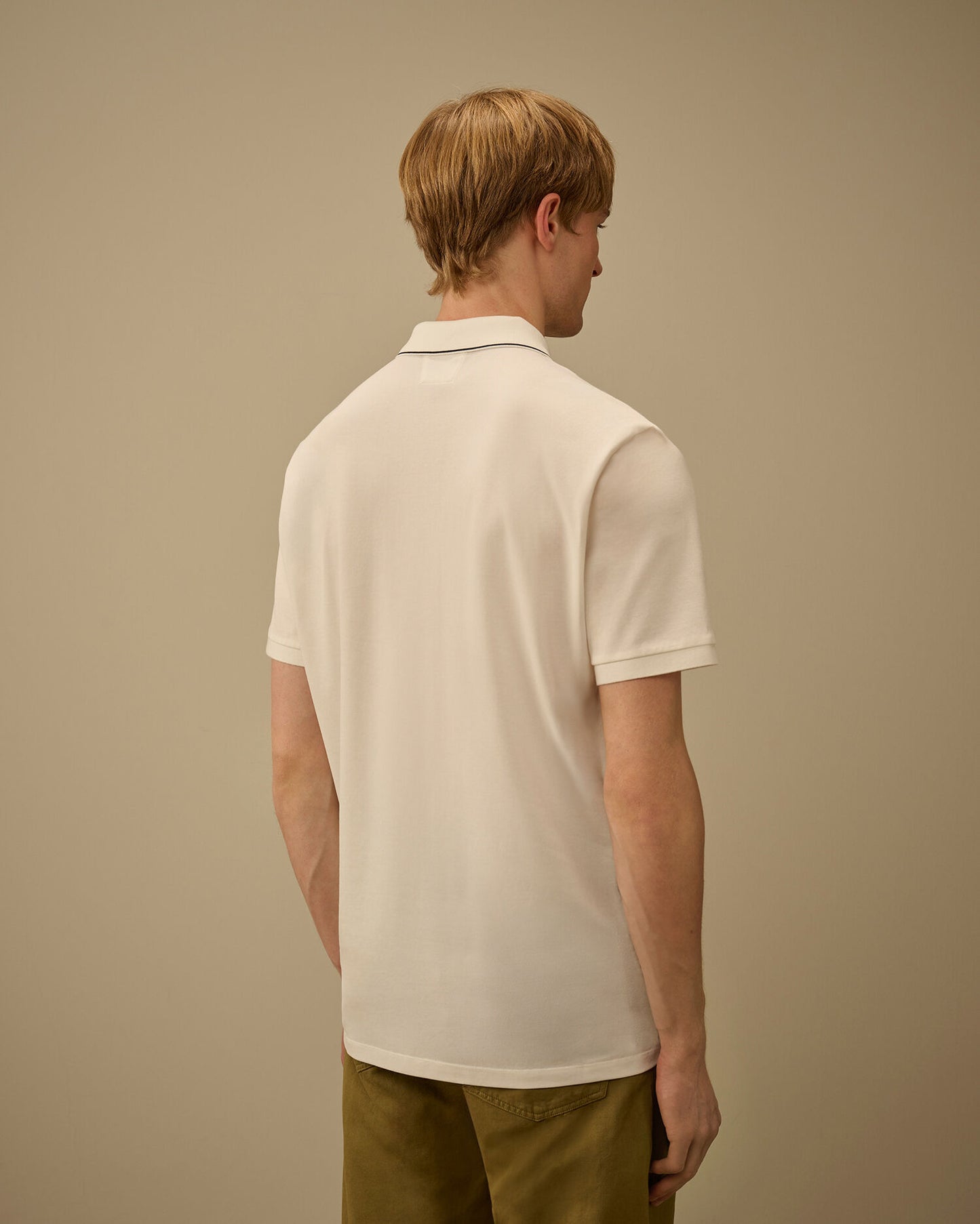 Stretch Piquet Short Sleeve Logo Polo, GAUZE WHITE