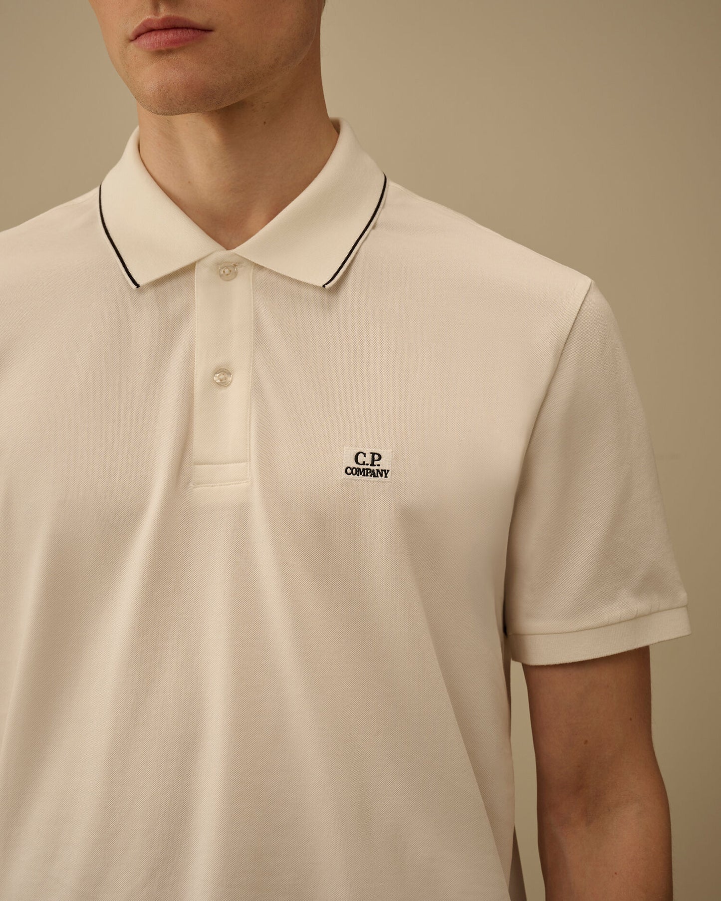 Stretch Piquet Short Sleeve Logo Polo, GAUZE WHITE