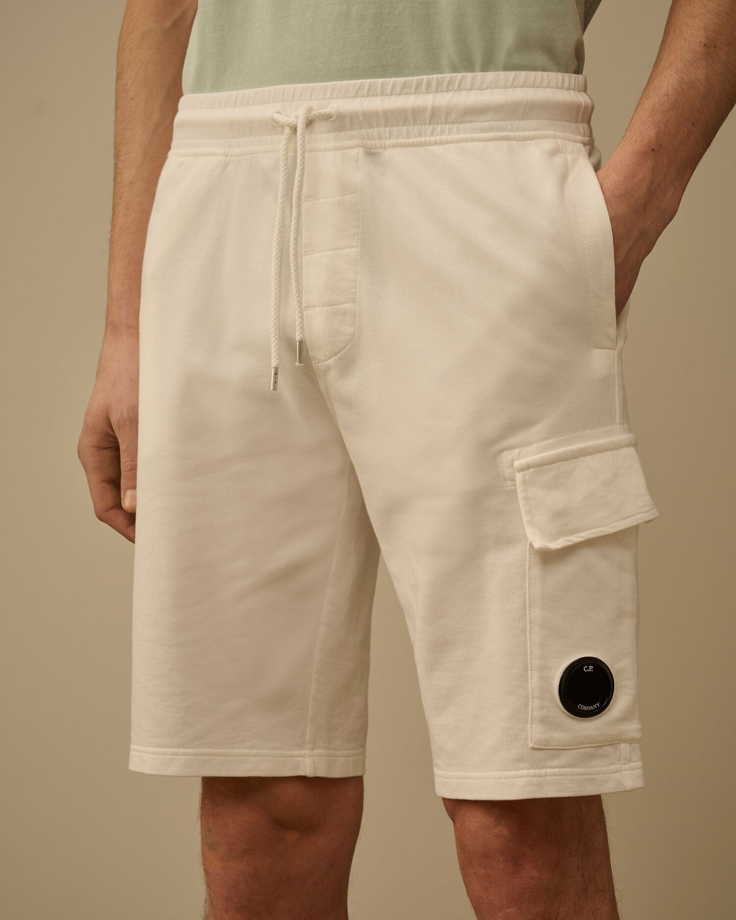 Light Fleece Cargo Lens Sweatshorts, GAUZE WHITE
